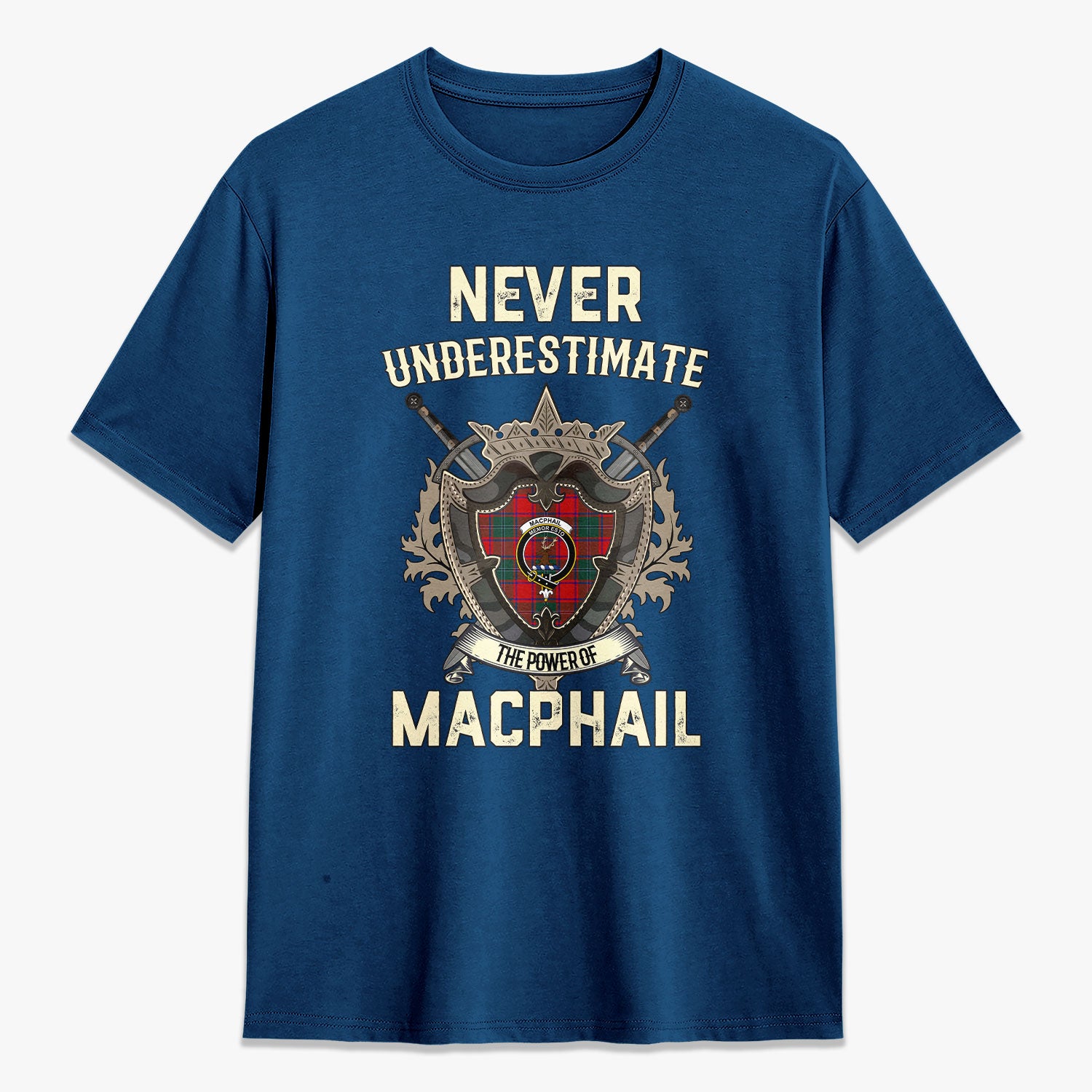 MacPhail Clan Tartan Crest 2D T-shirt - Never Underestimate Style