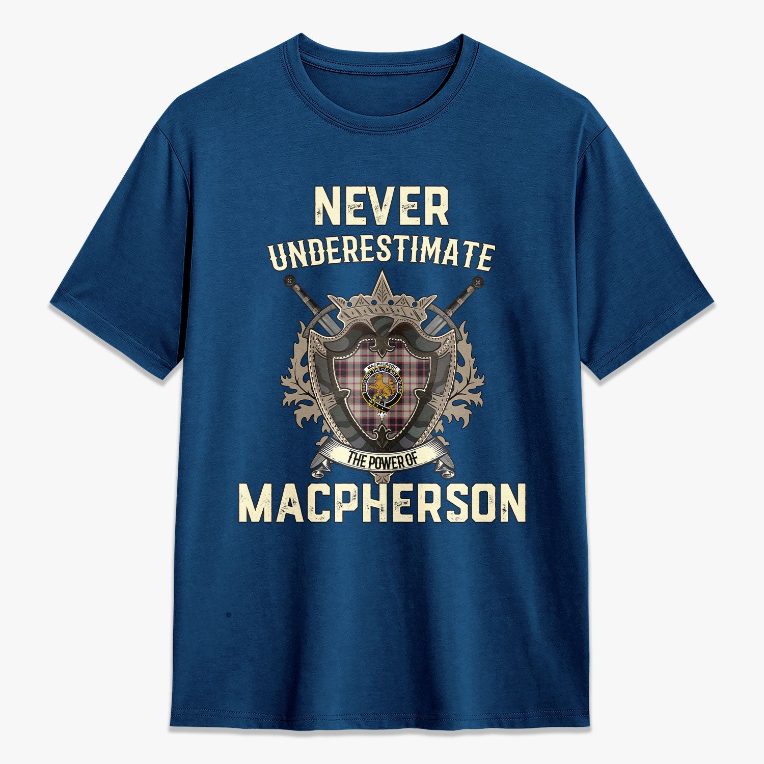 MacPherson Hunting Ancient Tartan Crest 2D T-shirt - Never Underestimate Style