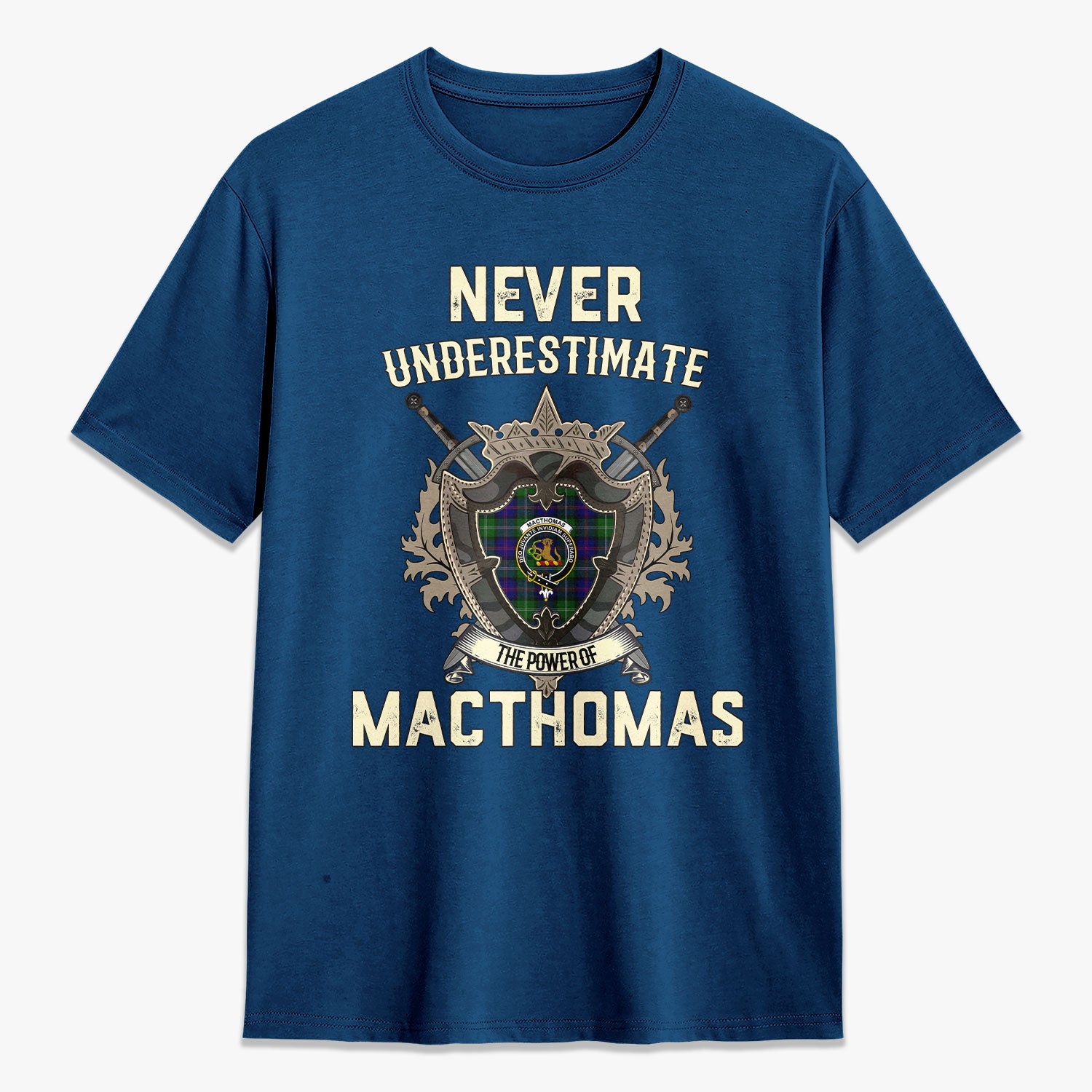 MacThomas Modern Tartan Crest 2D T-shirt - Never Underestimate Style