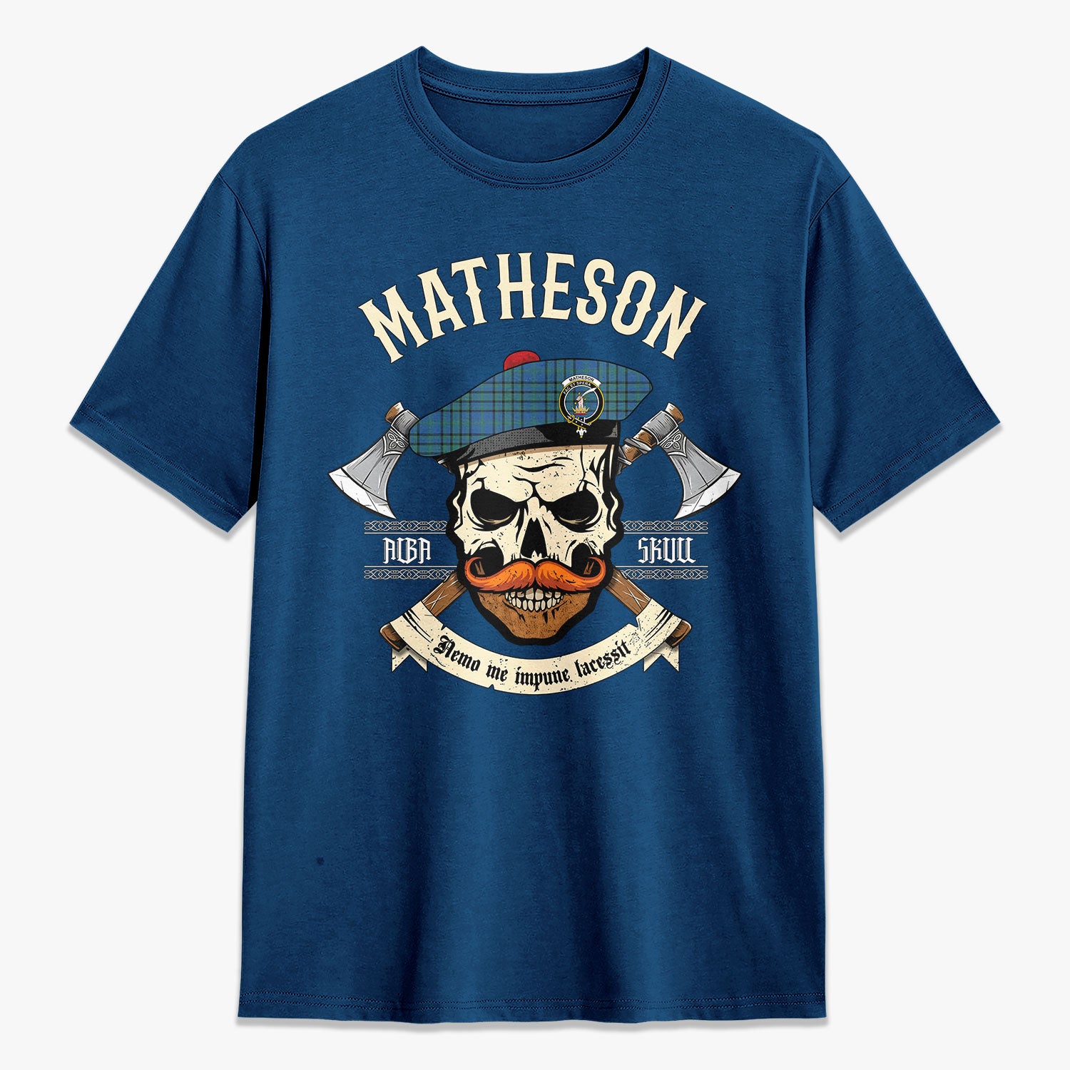 Matheson Hunting Ancient Tartan Crest 2D T-shirt - Alba Skull Style