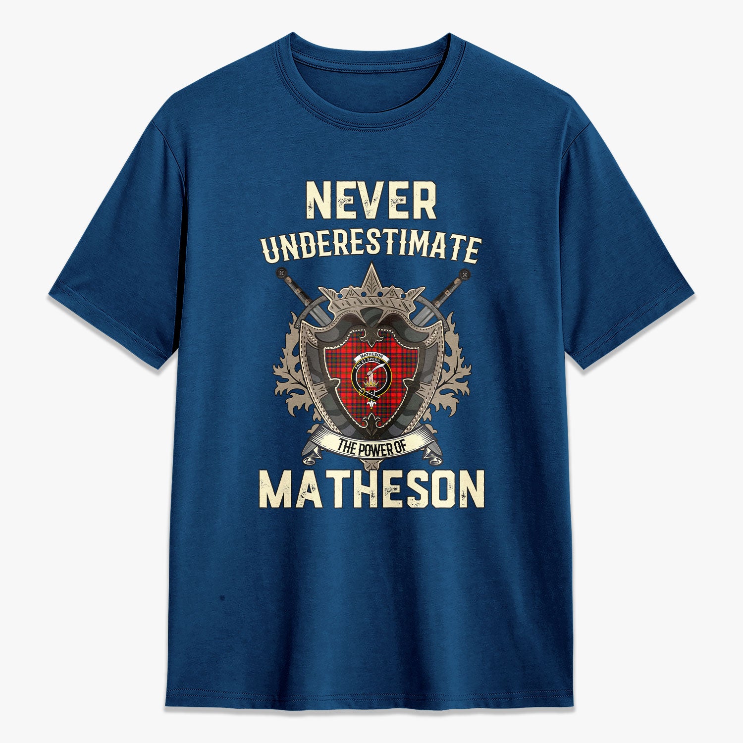 Matheson Modern Tartan Crest 2D T-shirt - Never Underestimate Style