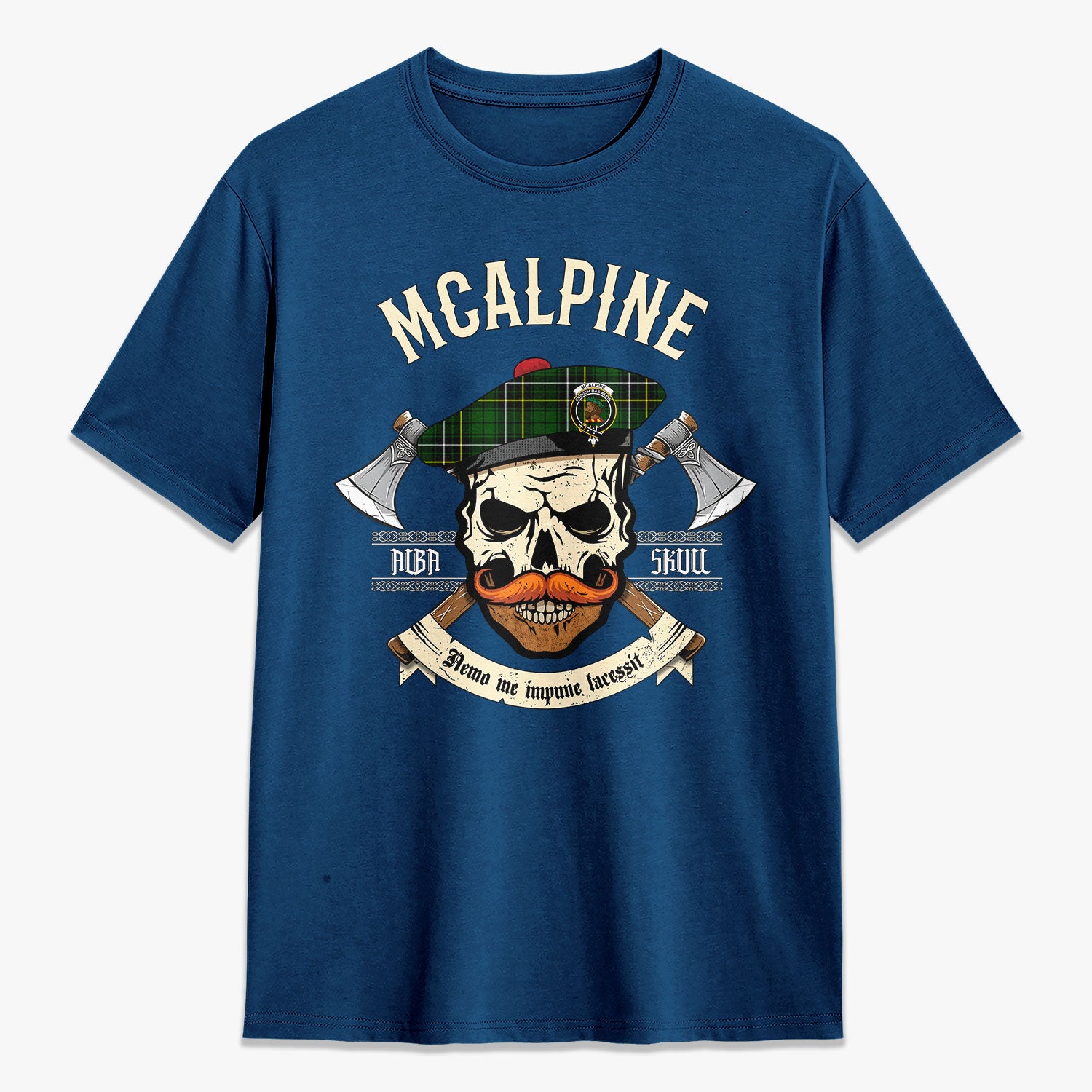 McAlpine Modern Tartan Crest 2D T-shirt - Alba Skull Style