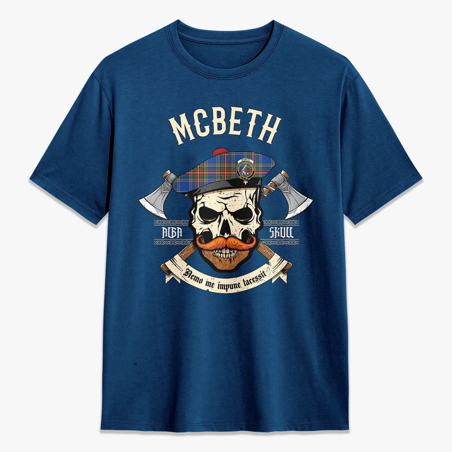 McBeth Ancient Tartan Crest 2D T-shirt - Alba Skull Style