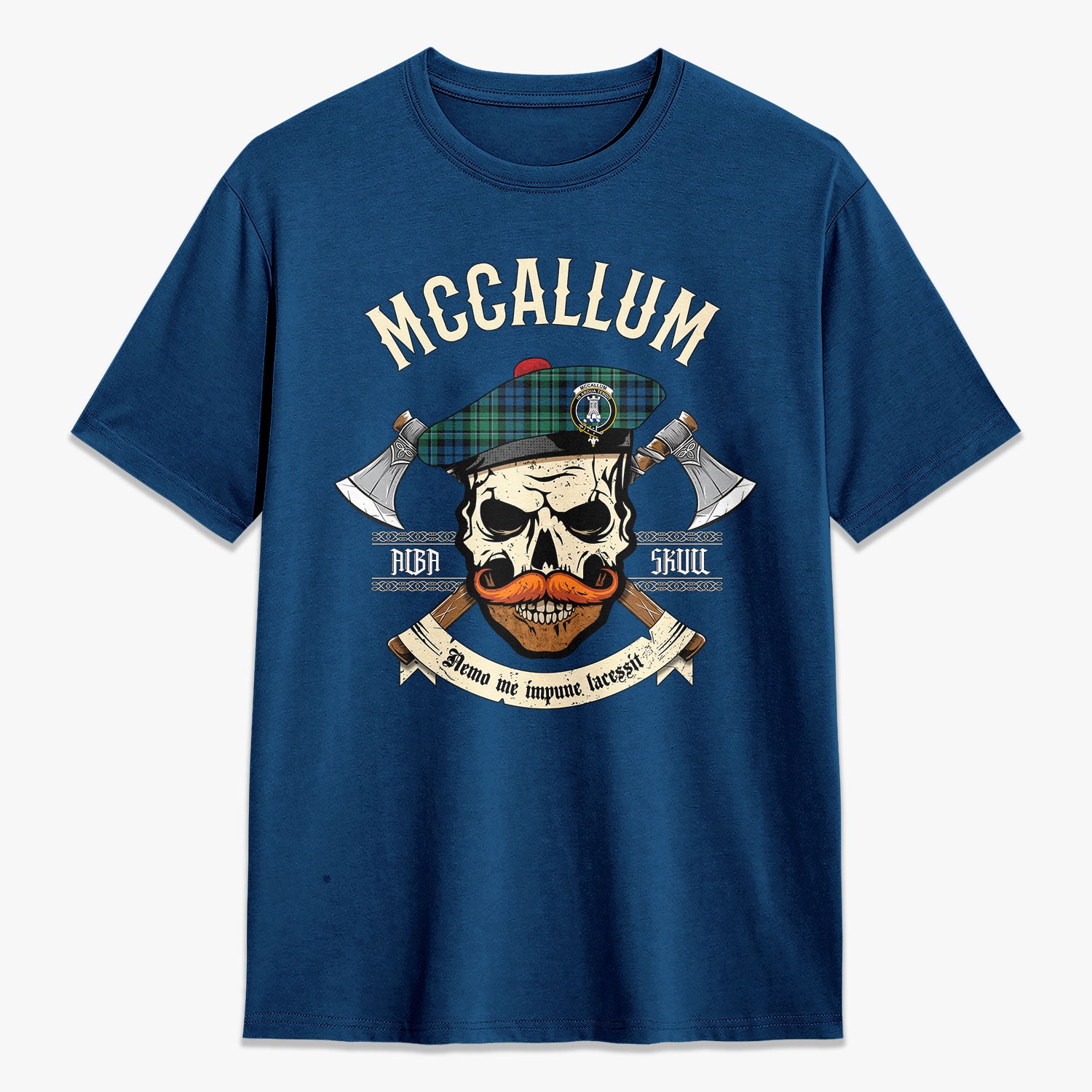 McCallum Ancient Tartan Crest 2D T-shirt - Alba Skull Style