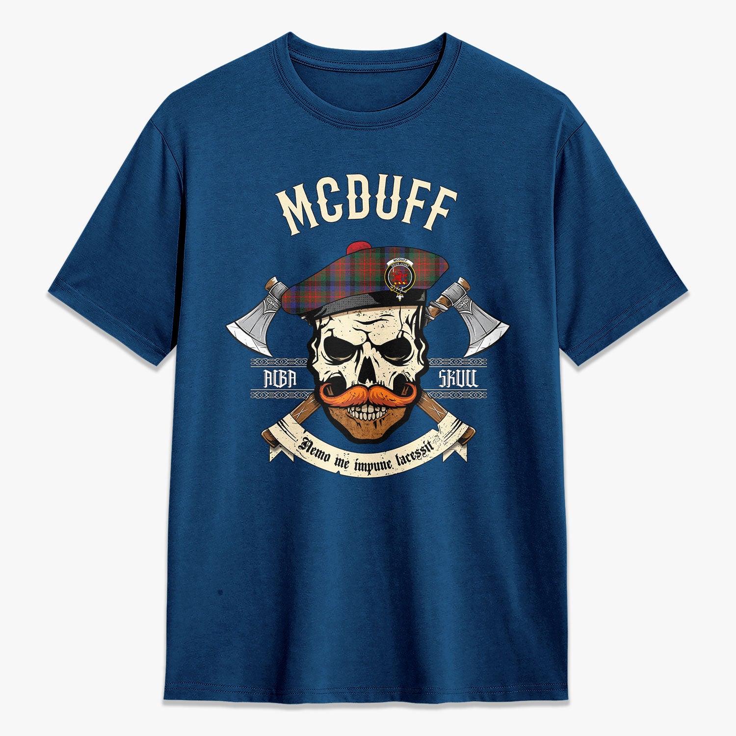 McDuff Hunting Modern Tartan Crest 2D T-shirt - Alba Skull Style