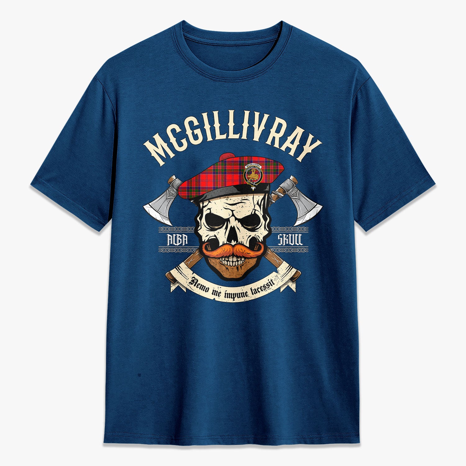 McGillivray Modern Tartan Crest 2D T-shirt - Alba Skull Style