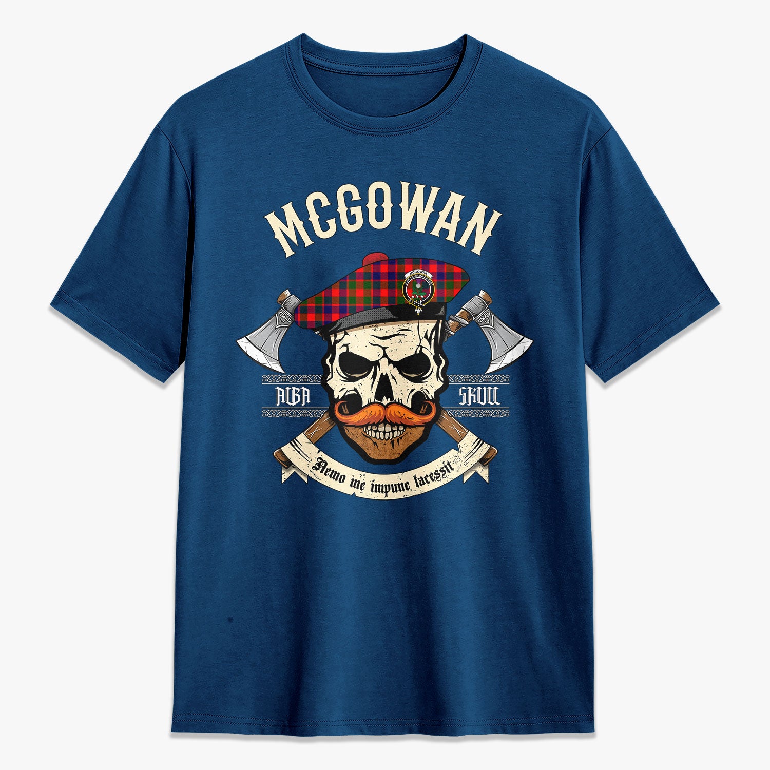 McGowan Tartan Crest 2D T-shirt - Alba Skull Style