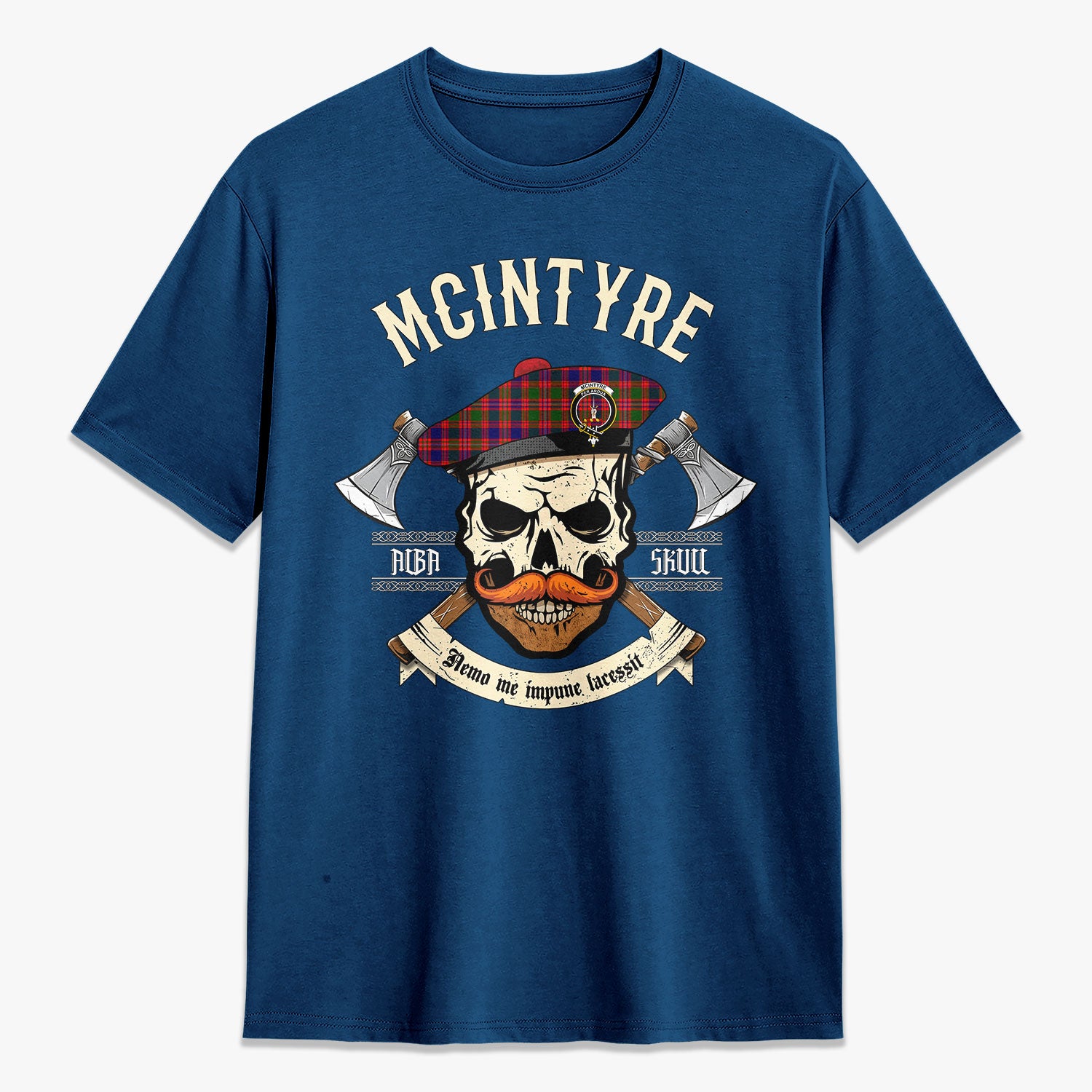 McIntyre Modern Tartan Crest 2D T-shirt - Alba Skull Style