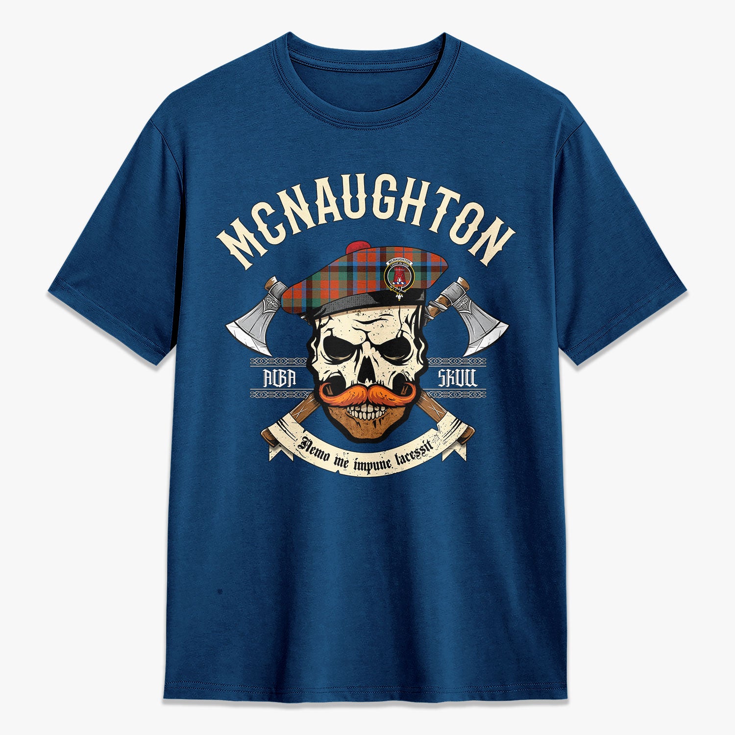 McNaughton Ancient Tartan Crest 2D T-shirt - Alba Skull Style