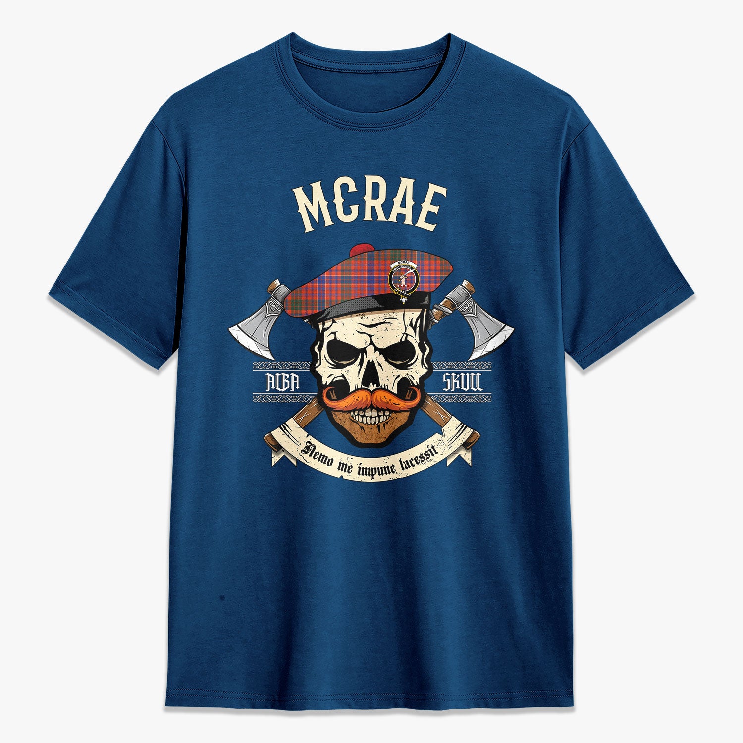 McRae Ancient Tartan Crest 2D T-shirt - Alba Skull Style