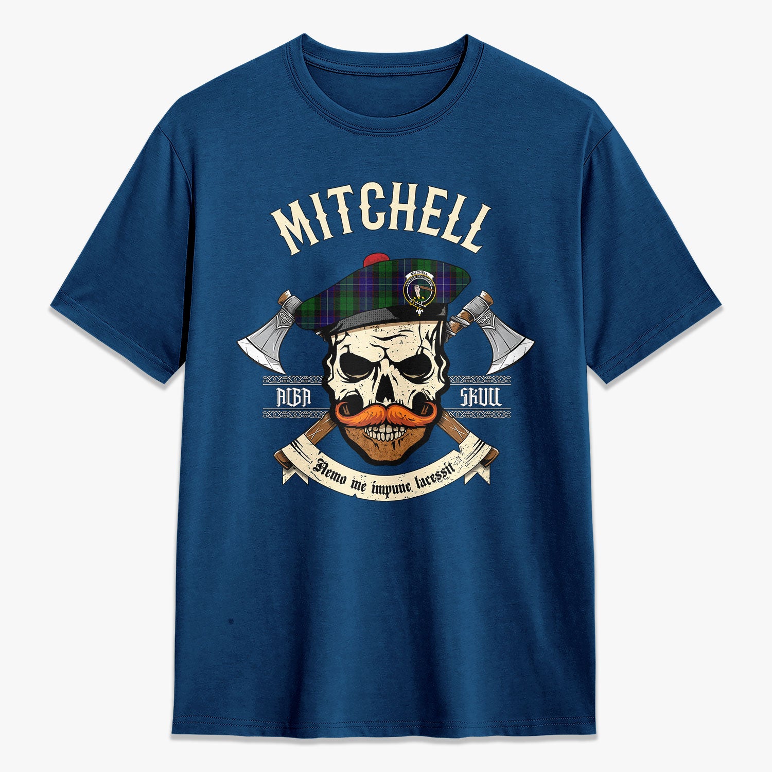 Mitchell Tartan Crest 2D T-shirt - Alba Skull Style