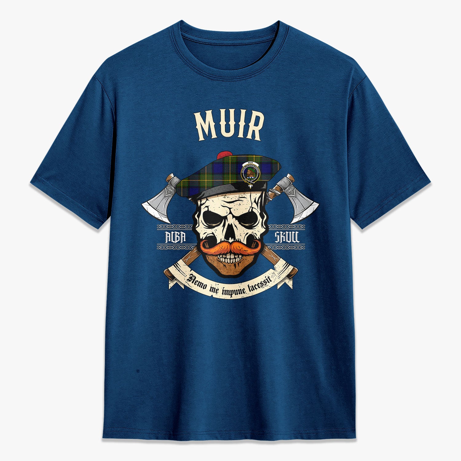 Muir Tartan Crest 2D T-shirt - Alba Skull Style