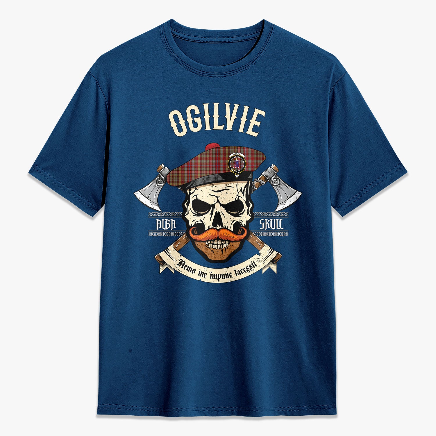 Ogilvie Tartan Crest 2D T-shirt - Alba Skull Style