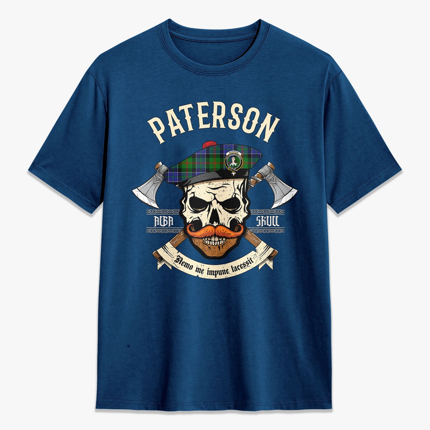 Paterson Tartan Crest 2D T-shirt - Alba Skull Style