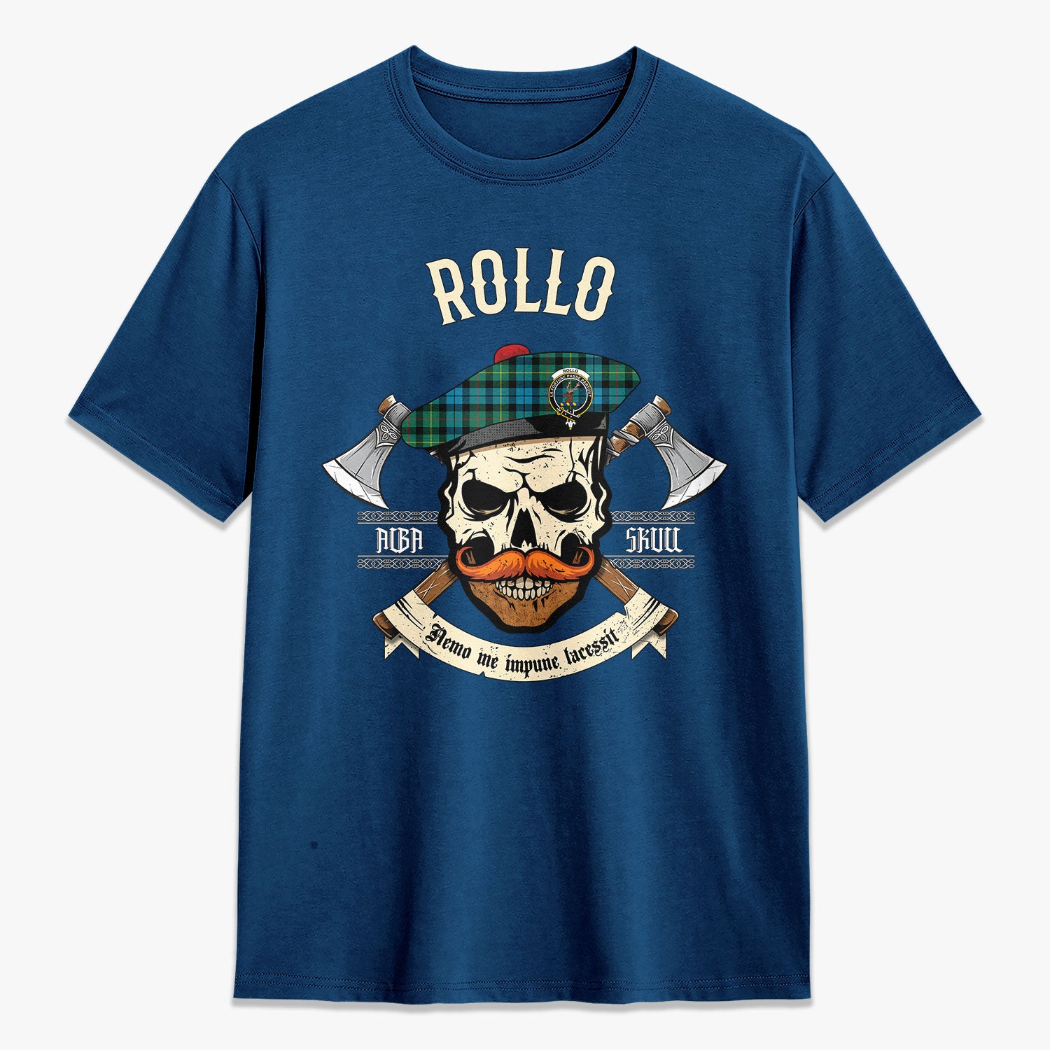 Rollo Ancient Tartan Crest 2D T-shirt - Alba Skull Style