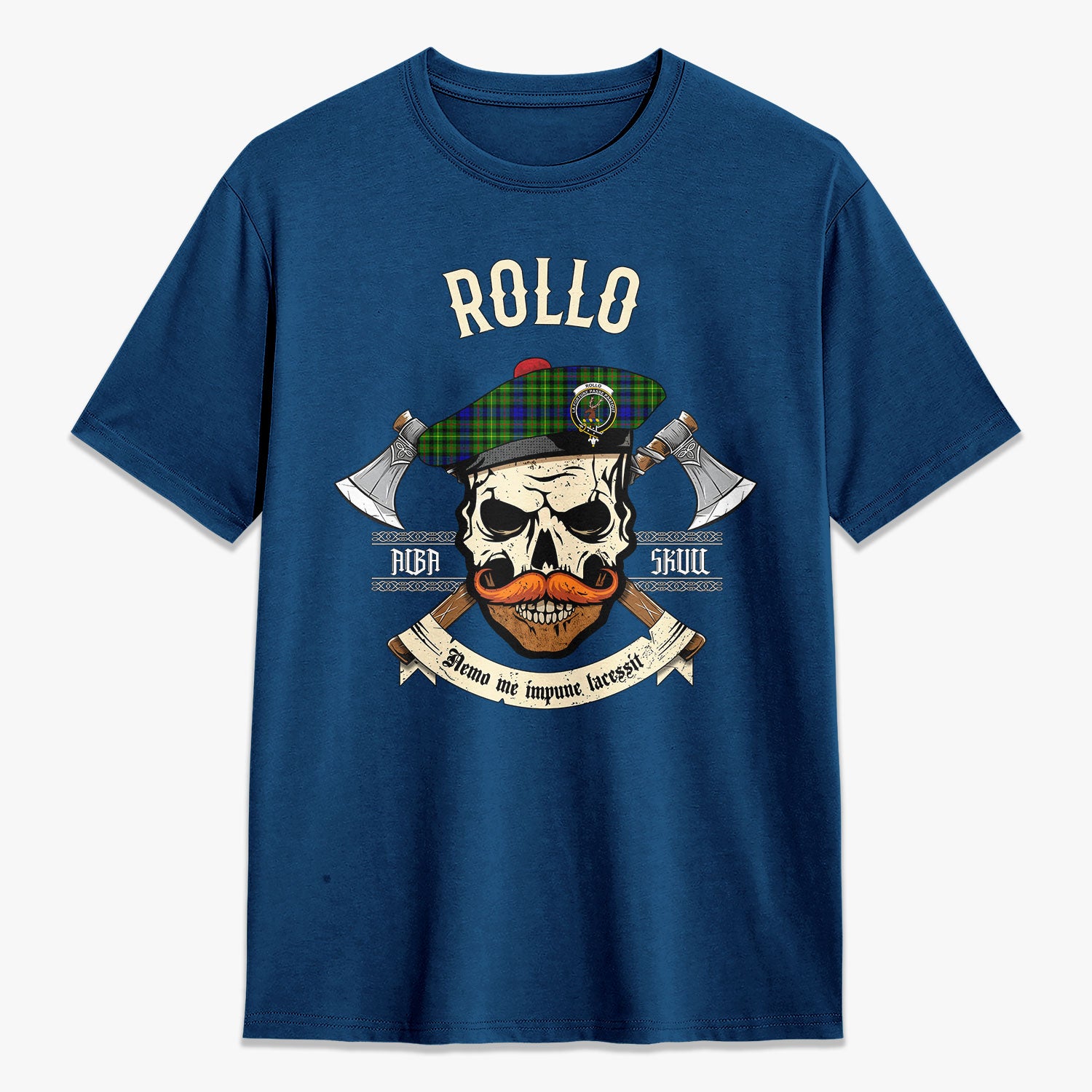 Rollo Modern Tartan Crest 2D T-shirt - Alba Skull Style