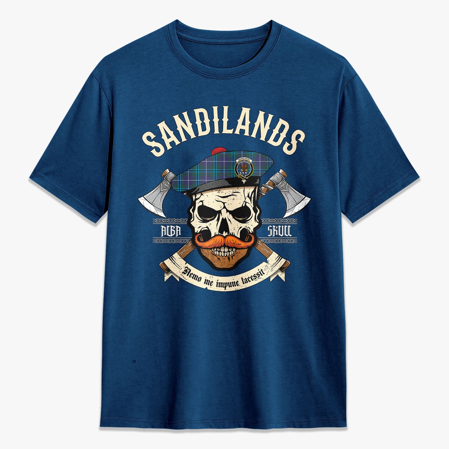 Sandilands Tartan Crest 2D T-shirt - Alba Skull Style