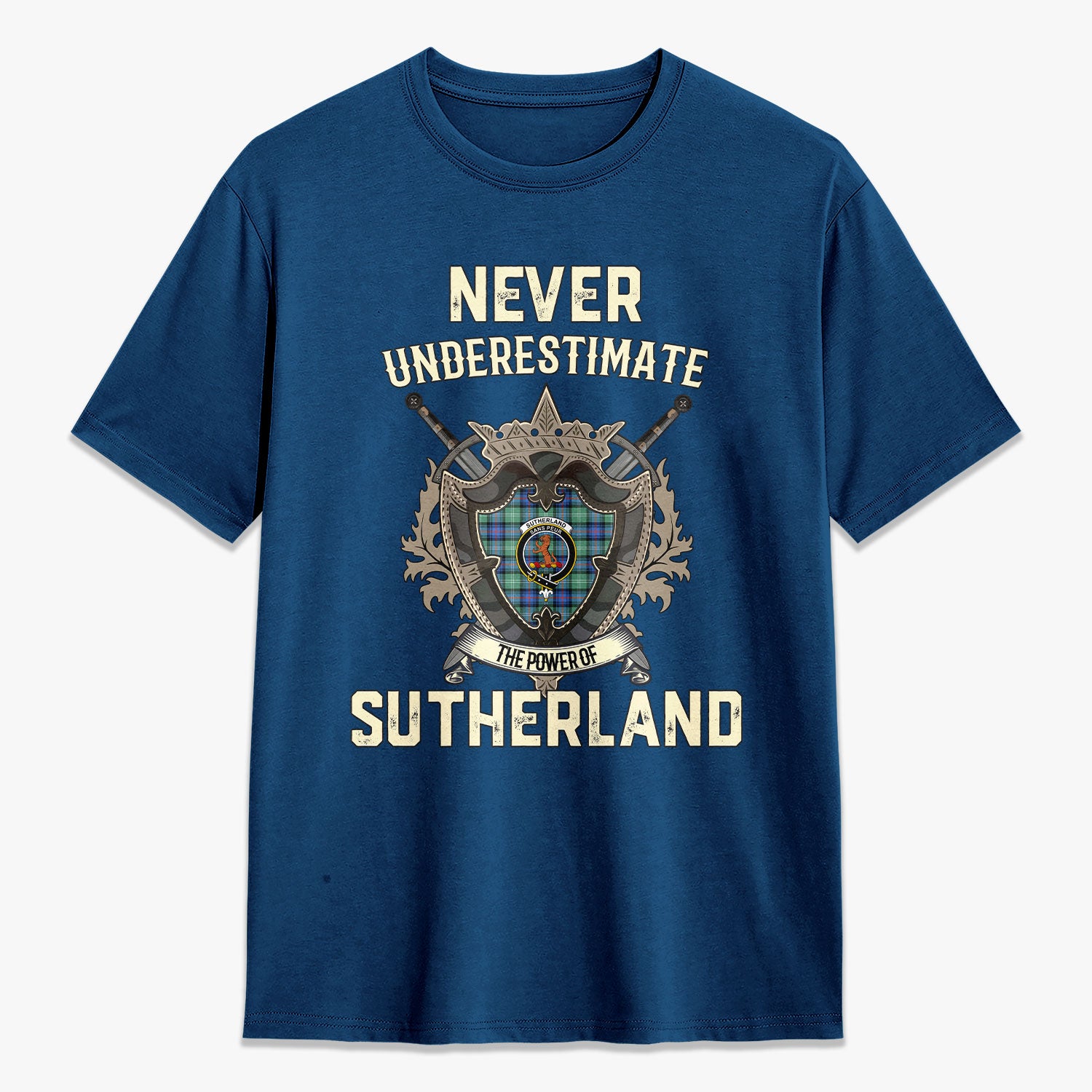 Sutherland Old Ancient Tartan Crest 2D T-shirt - Never Underestimate Style