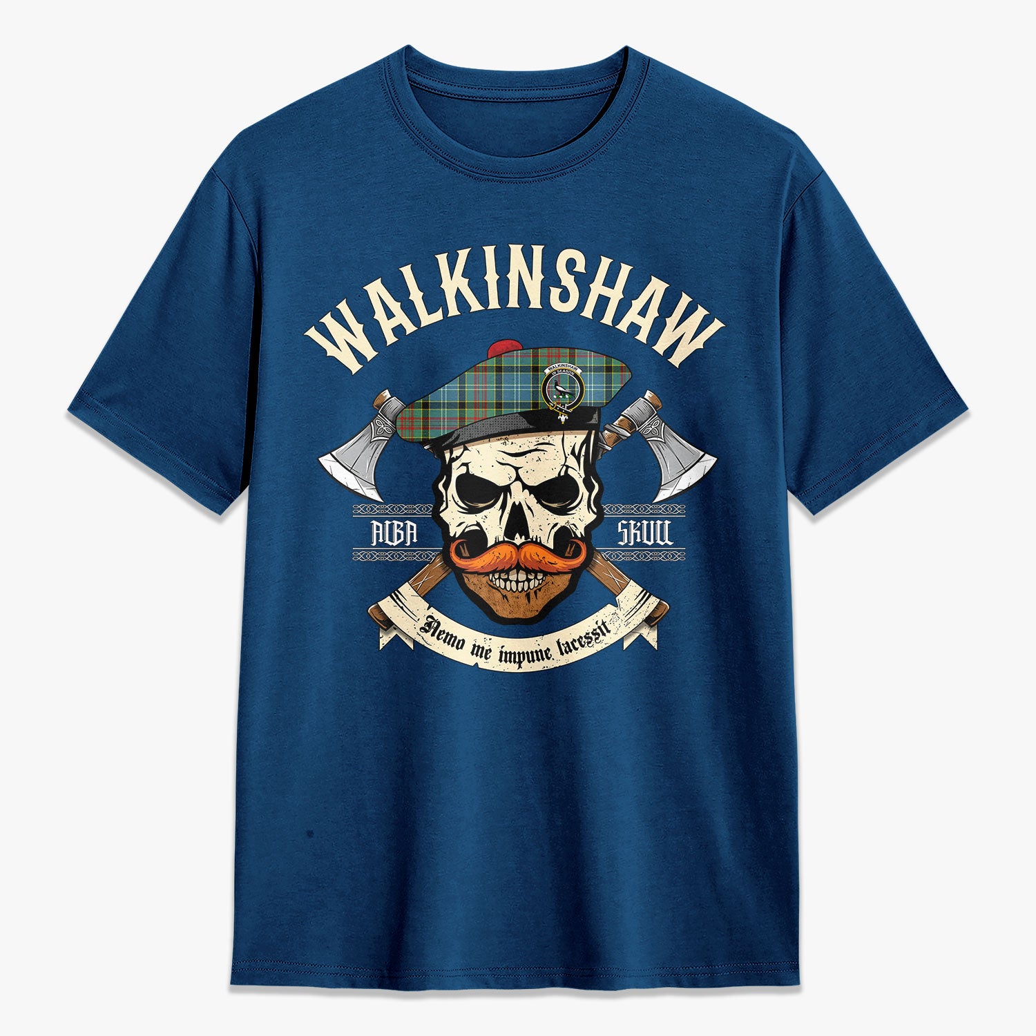 Walkinshaw Tartan Crest 2D T-shirt - Alba Skull Style