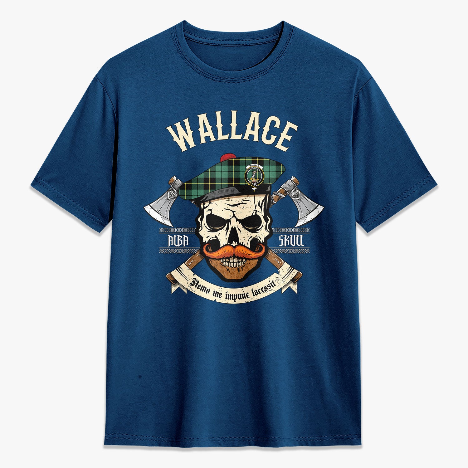 Wallace Hunting Ancient Tartan Crest 2D T-shirt - Alba Skull Style