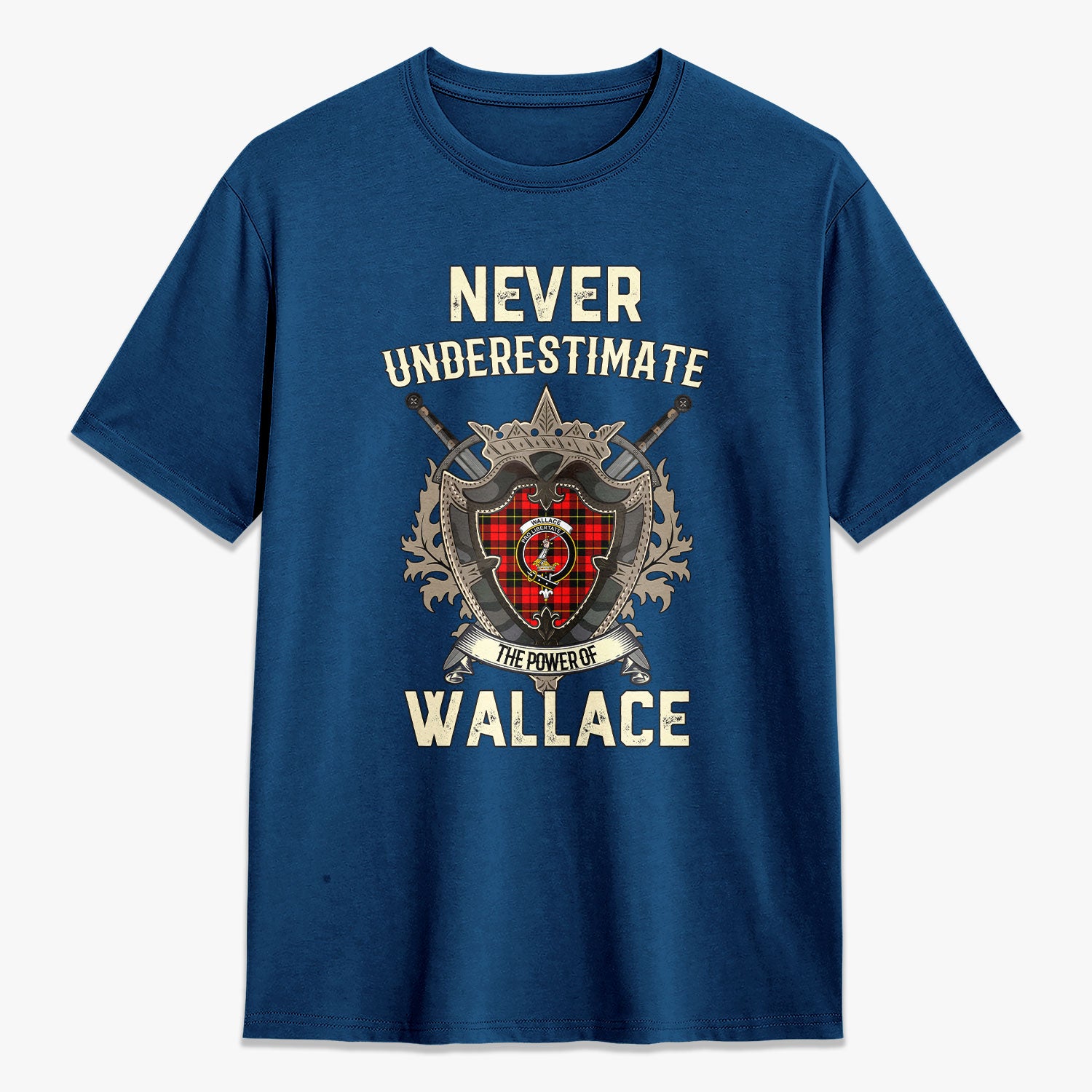 Wallace Hunting Red Tartan Crest 2D T-shirt - Never Underestimate Style