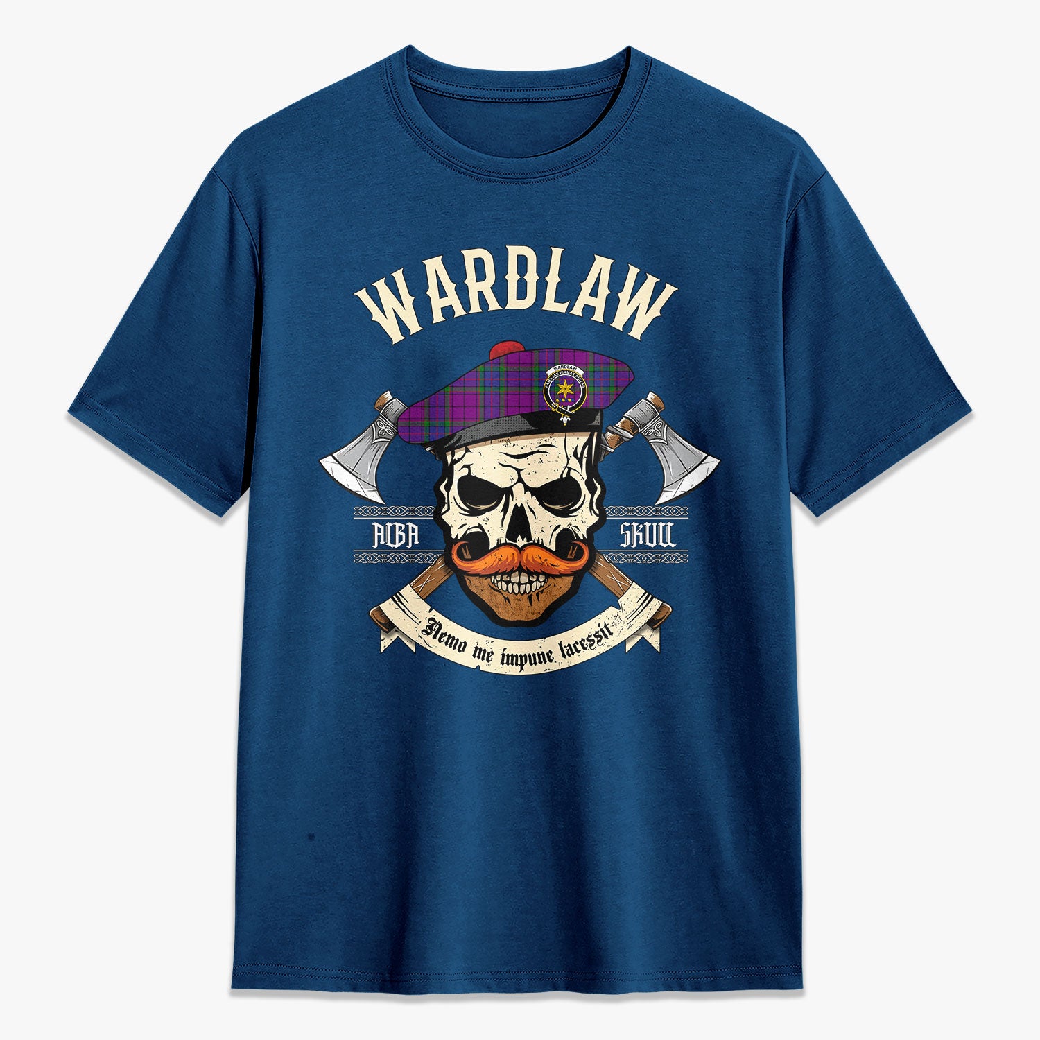 Wardlaw Modern Tartan Crest 2D T-shirt - Alba Skull Style