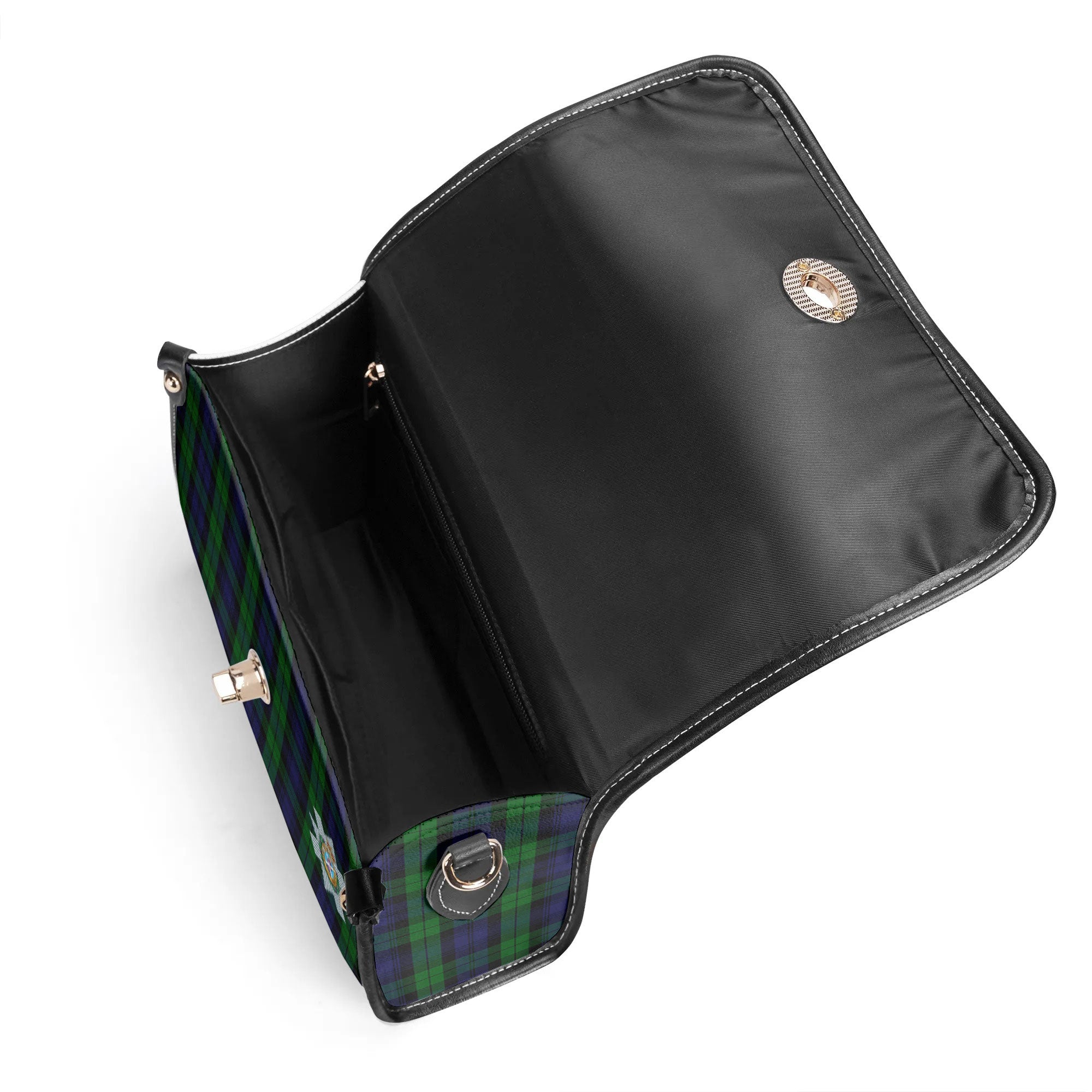 Black Watch Tartan Crest Satchel Bag