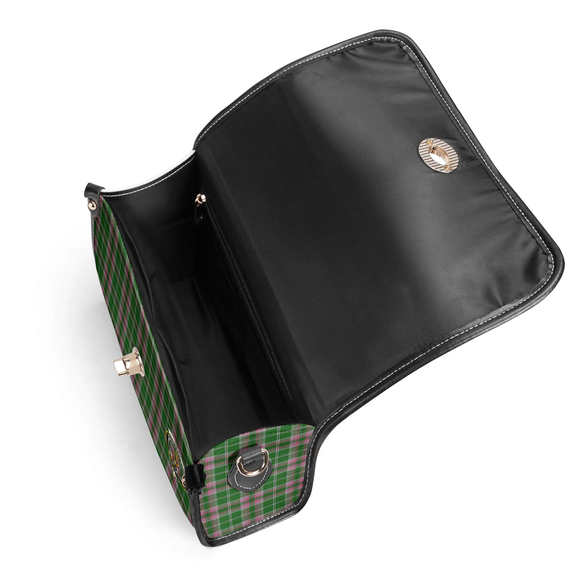 Gray Hunting Tartan Crest Satchel Bag