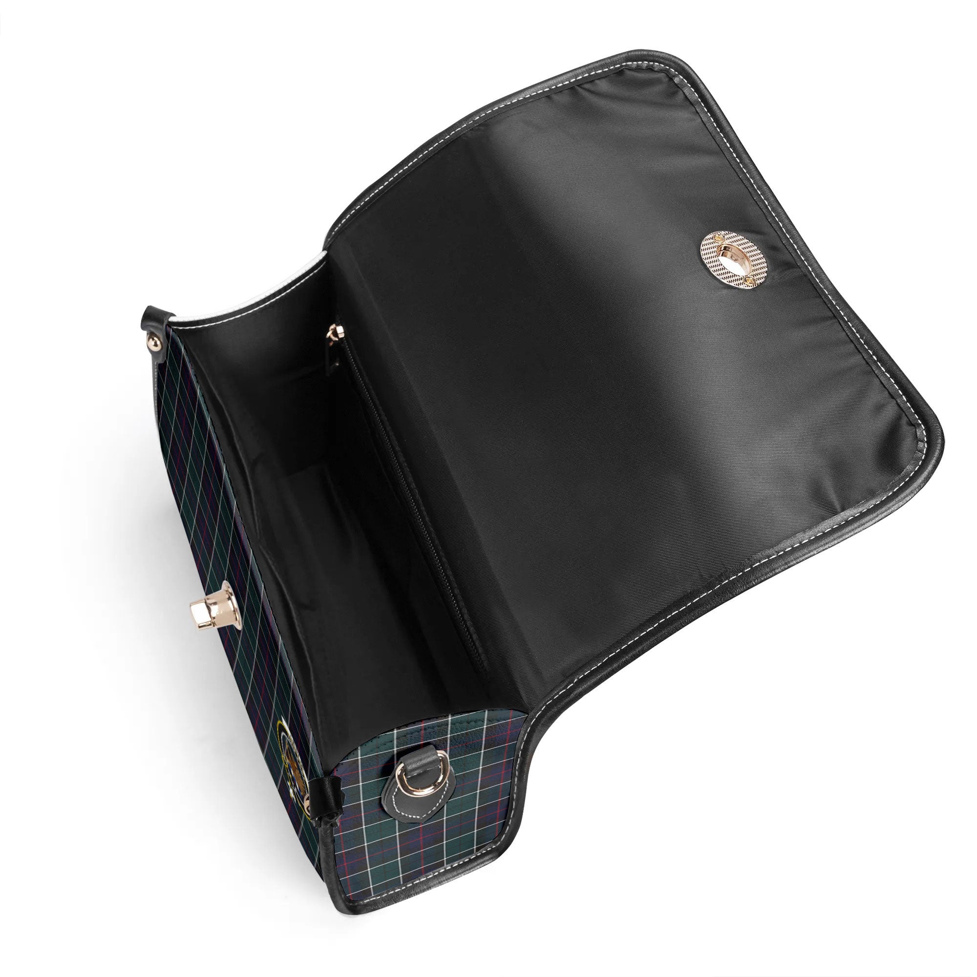 Leslie Hunting Modern Tartan Crest Satchel Bag