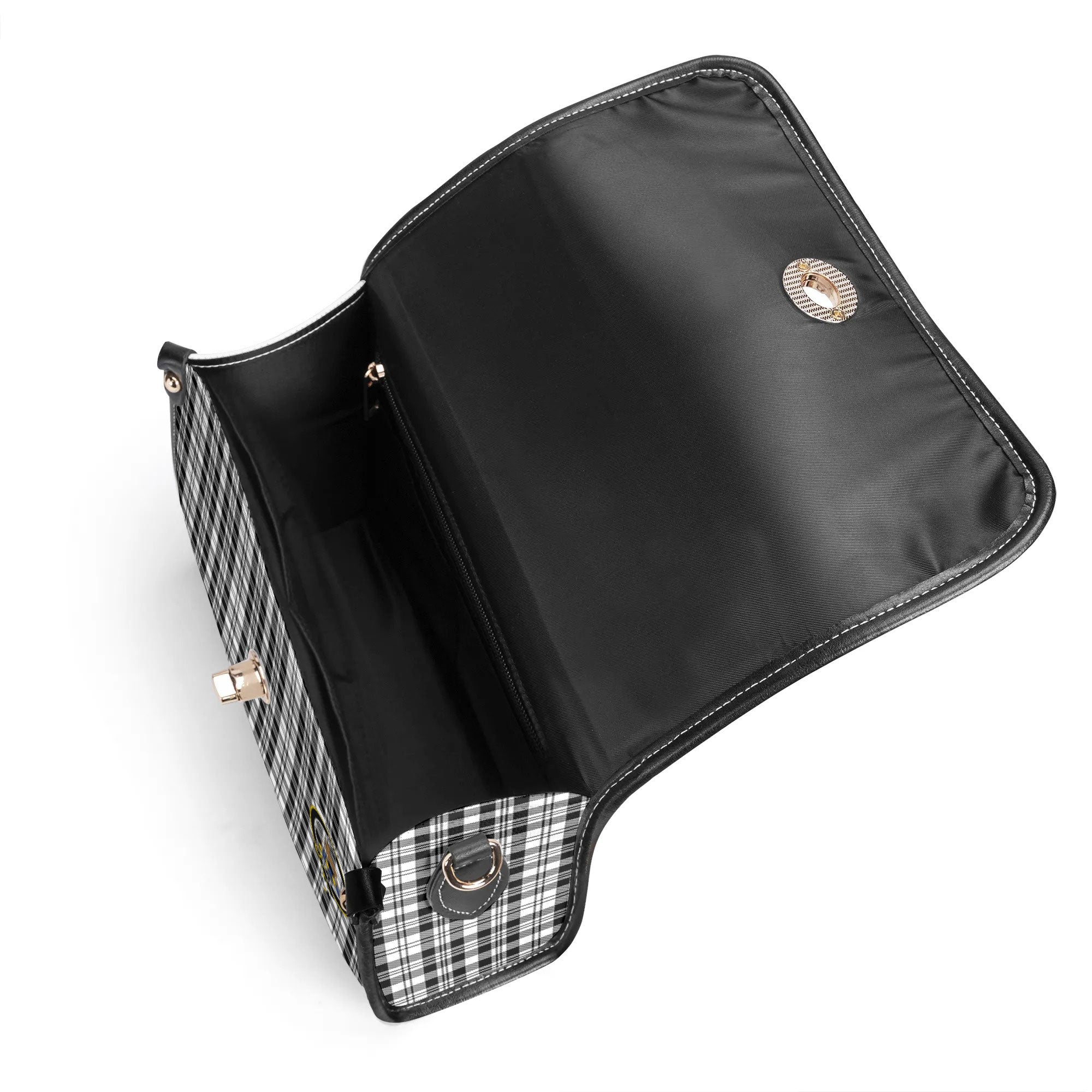 Scott Black & White Modern Tartan Crest Satchel Bag