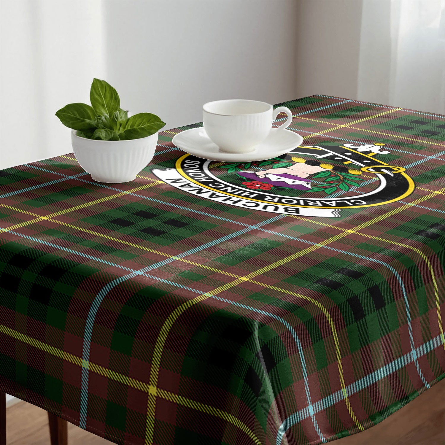 Buchanan Hunting Tartan Crest Tablecloth