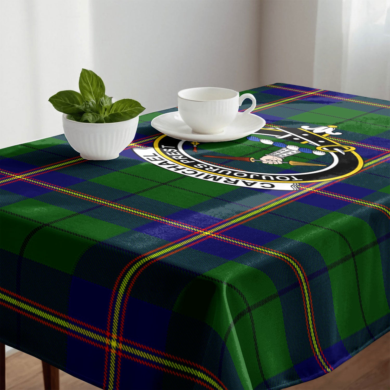 Carmichael Modern Tartan Crest Tablecloth