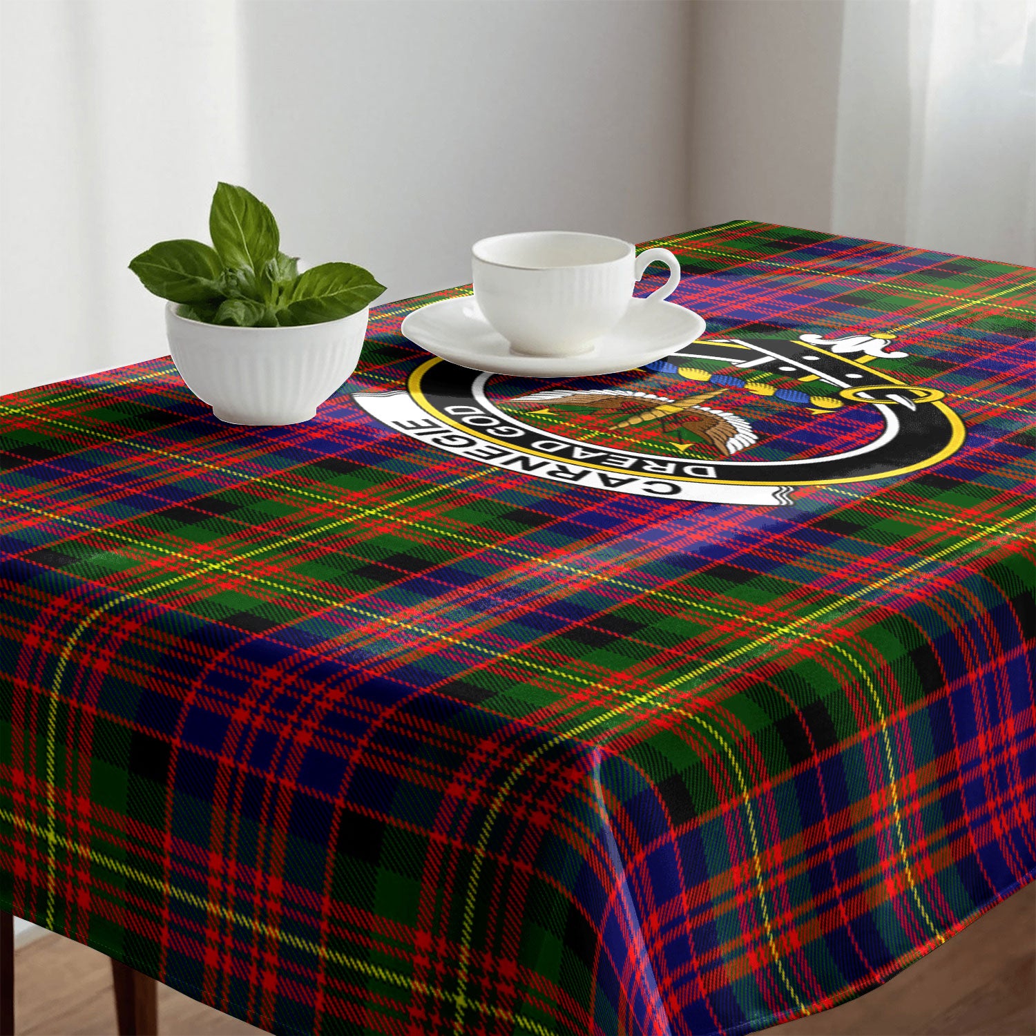Carnegie Modern Tartan Crest Tablecloth