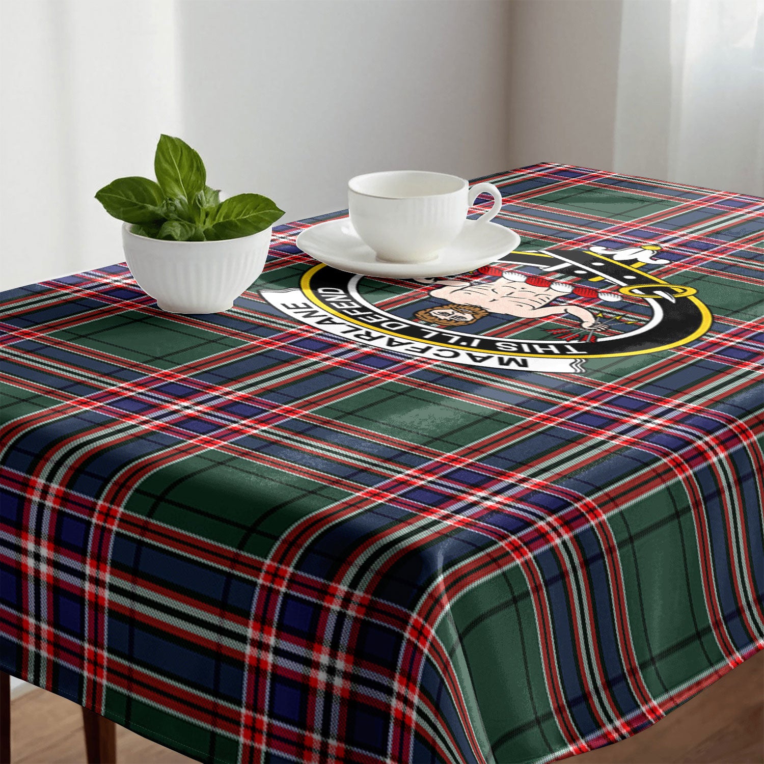 MacFarlane Hunting Modern Tartan Crest Tablecloth