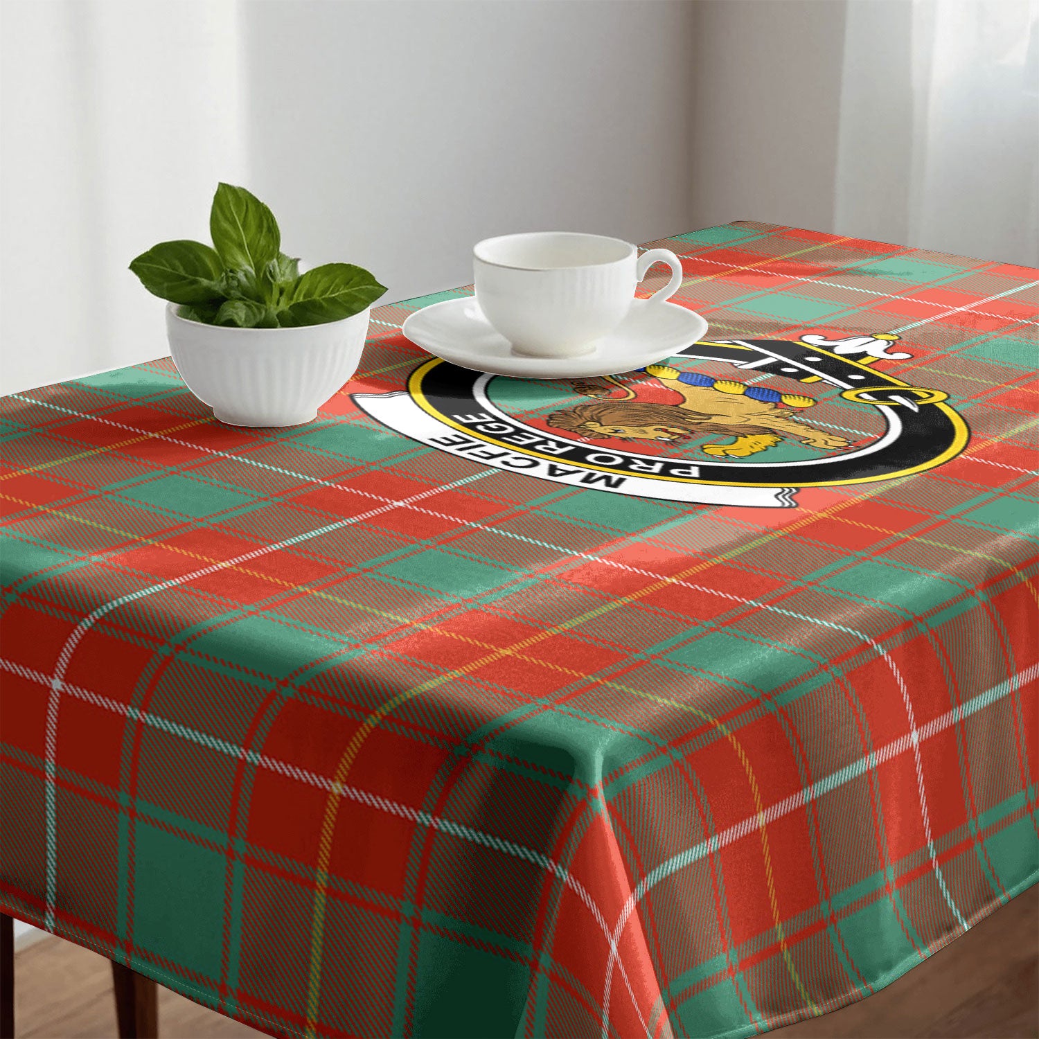 MacFie Ancient Tartan Crest Tablecloth