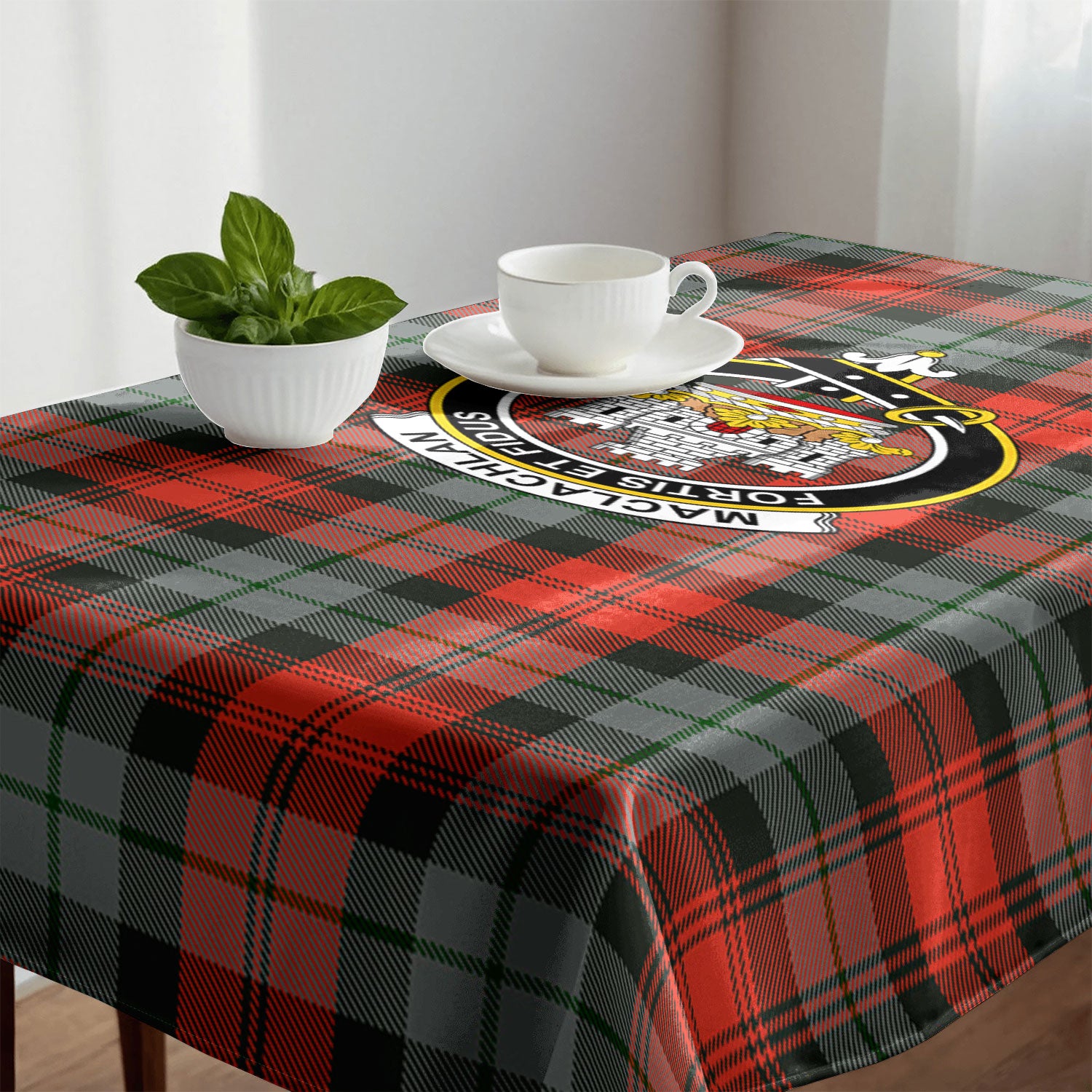 MacLachlan Weathered Tartan Crest Tablecloth