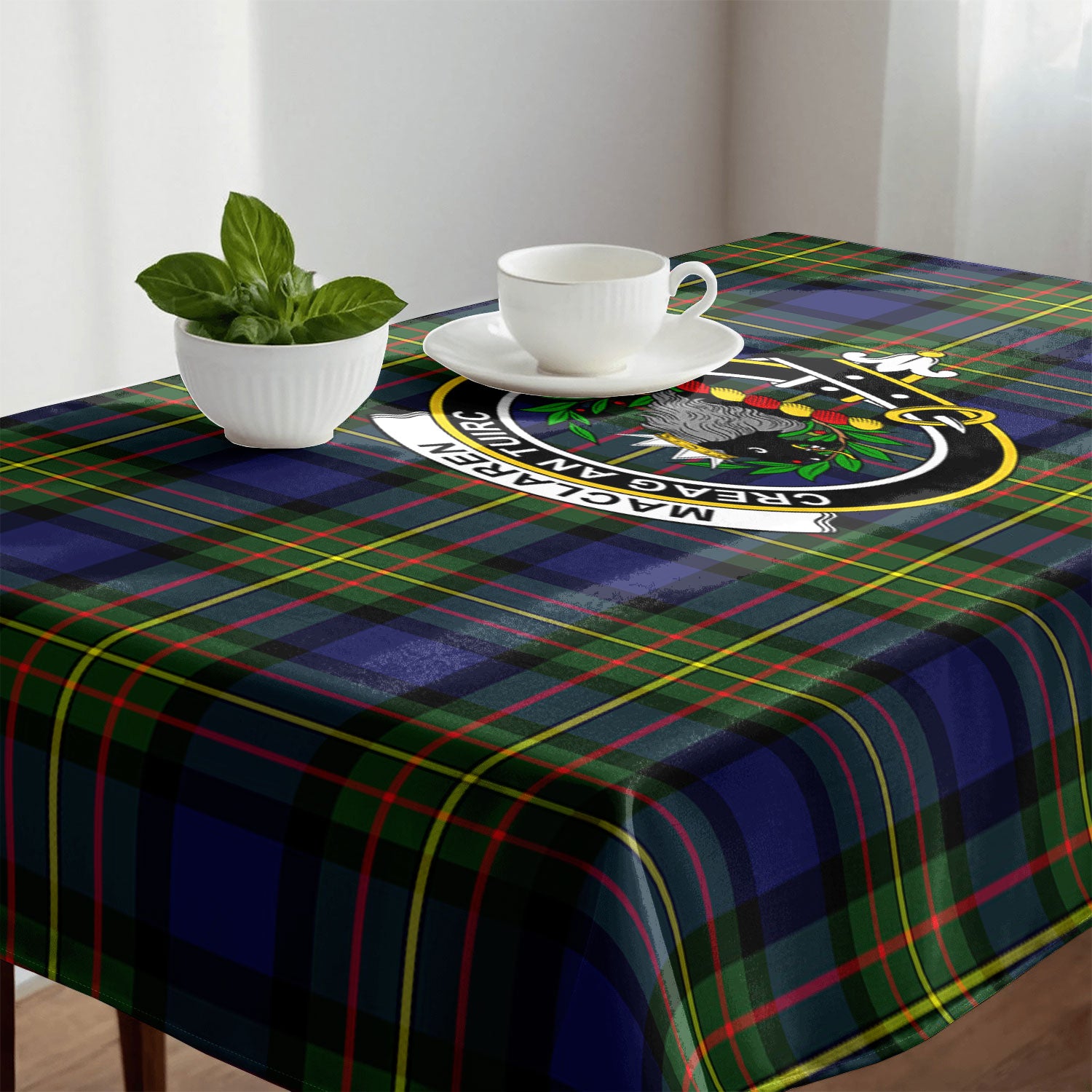 MacLaren Modern Tartan Crest Tablecloth