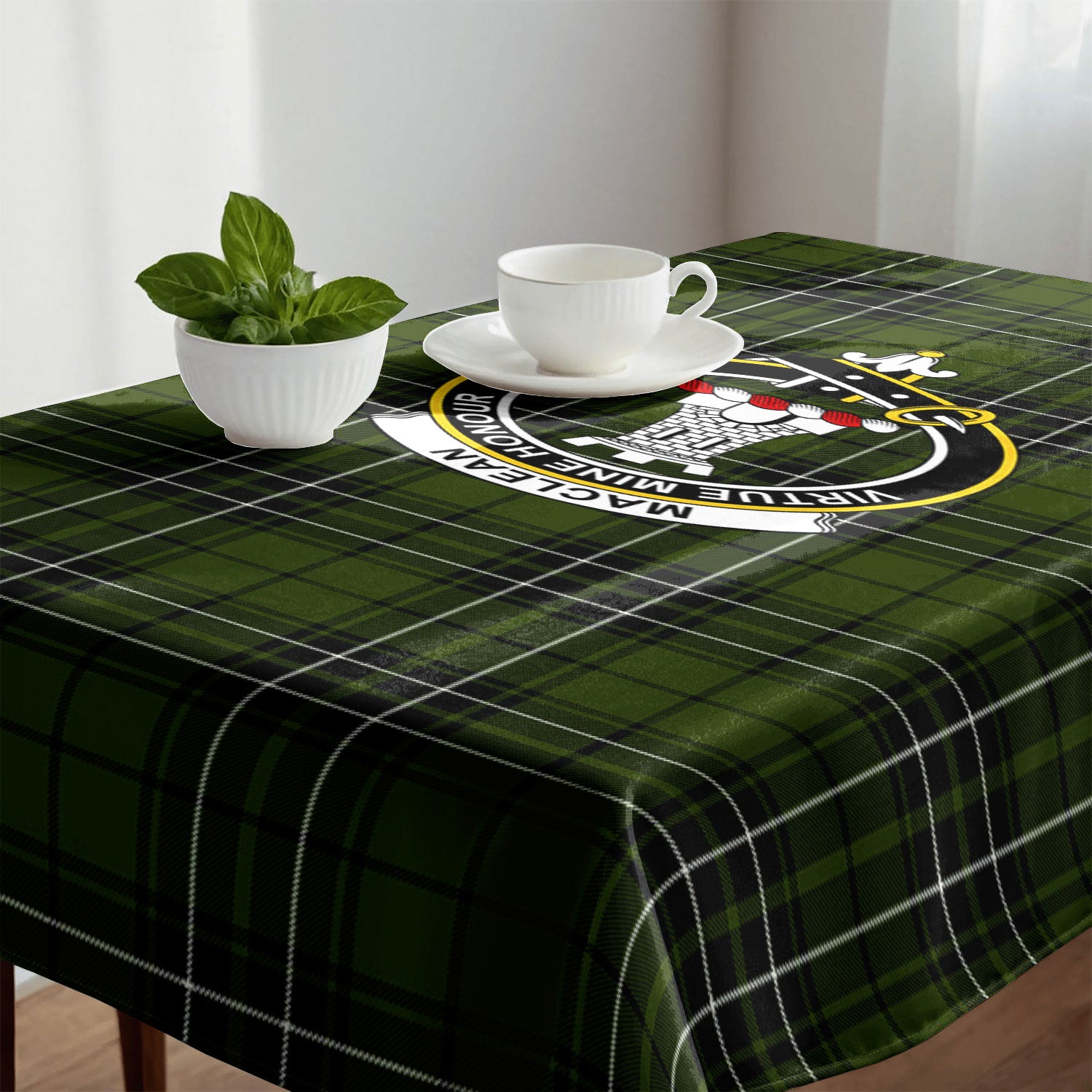 MacLean Hunting Tartan Crest Tablecloth