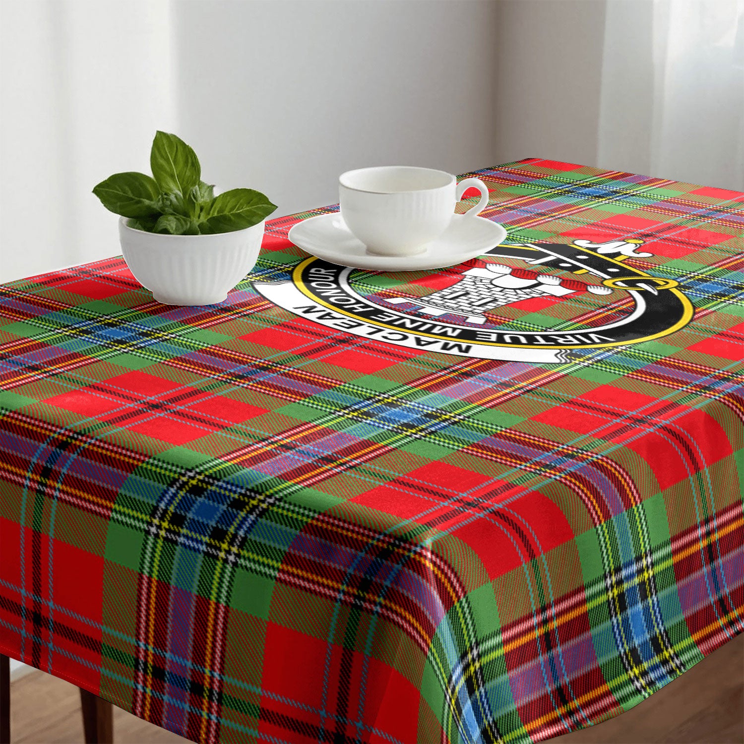MacLean of Duart Modern Tartan Crest Tablecloth