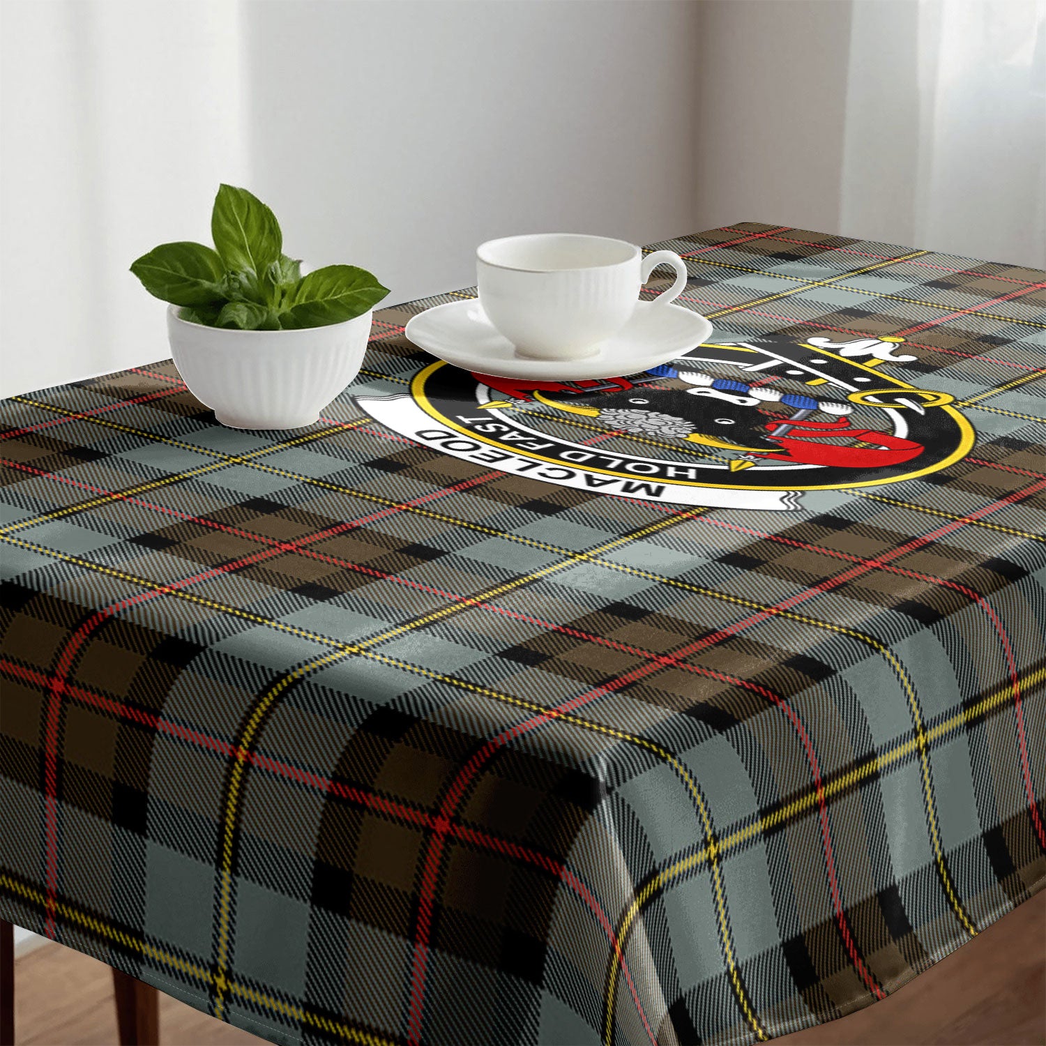 MacLeod of Harris Weathered Tartan Crest Tablecloth