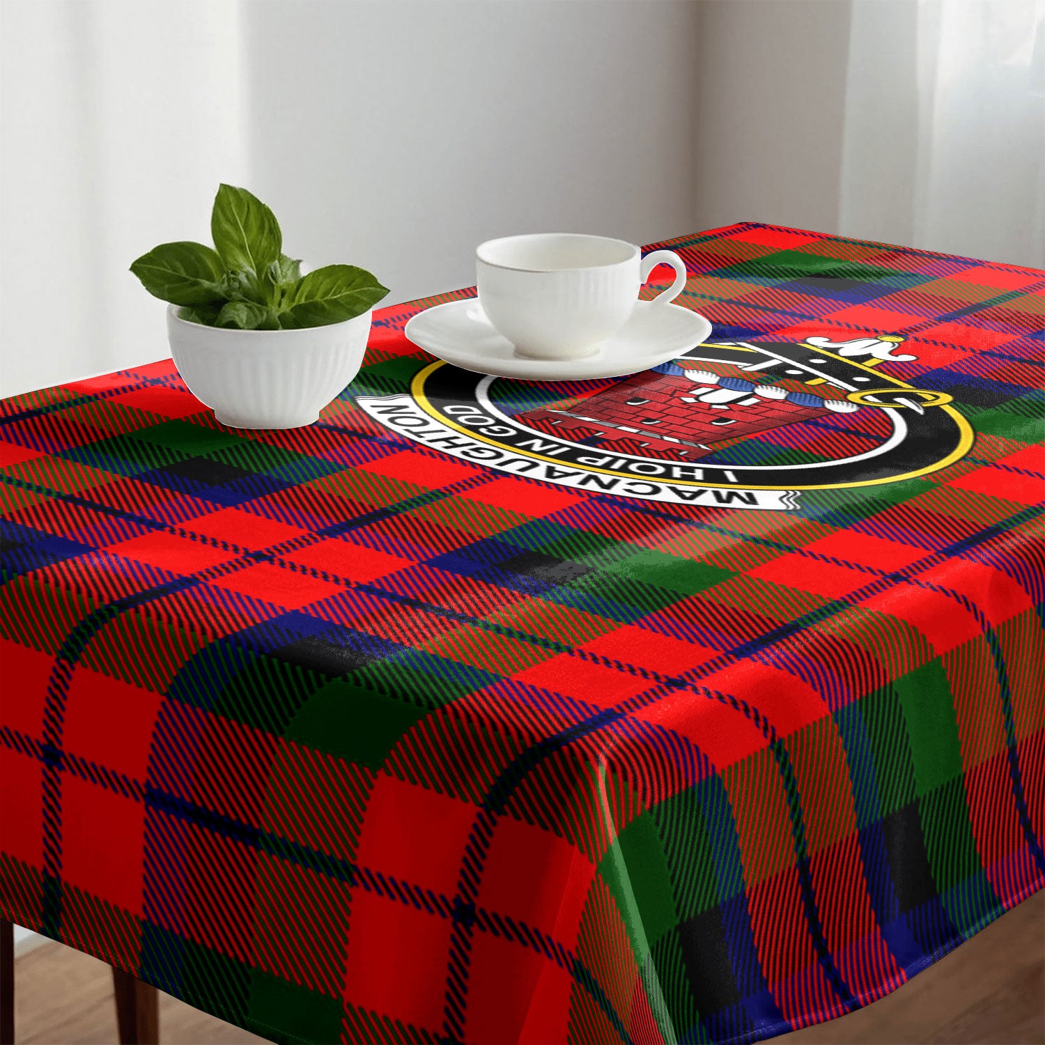 MacNaughton Modern Tartan Crest Tablecloth