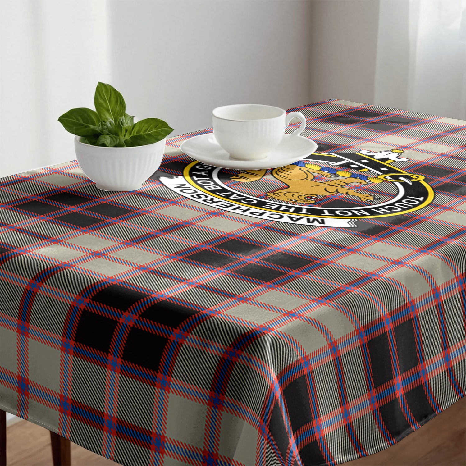 MacPherson Hunting Ancient Tartan Crest Tablecloth