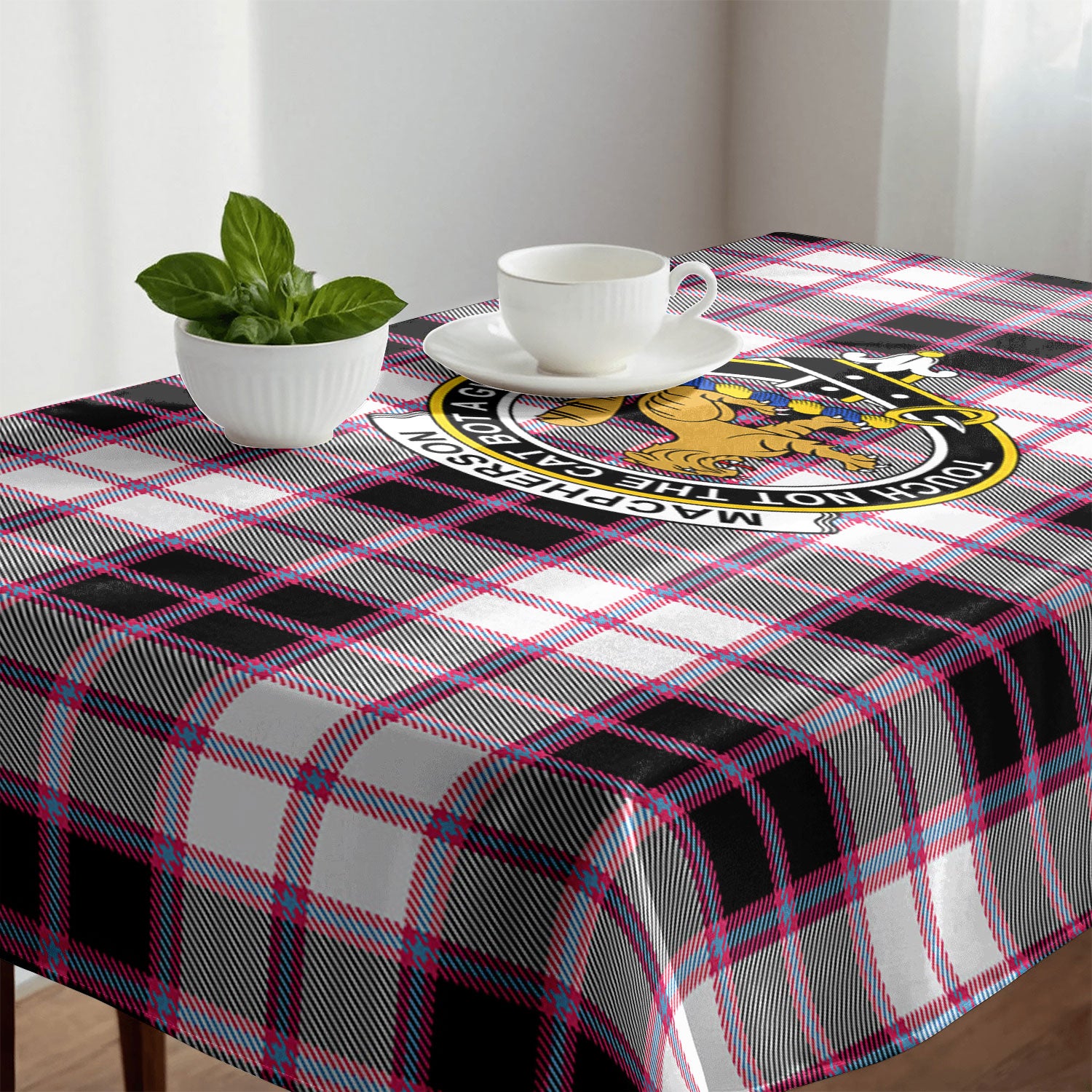 MacPherson Hunting Modern Tartan Crest Tablecloth
