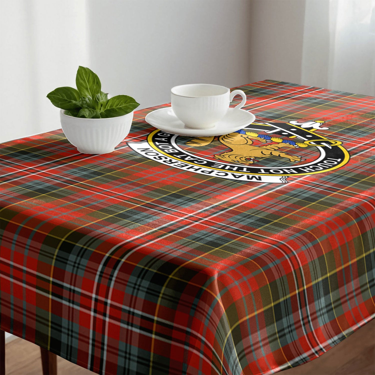 MacPherson Weathered Tartan Crest Tablecloth