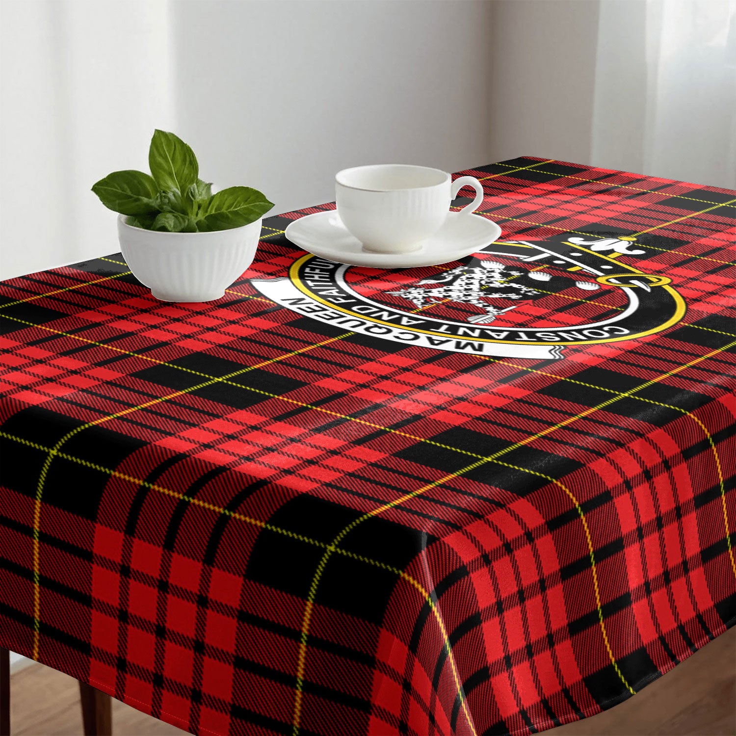 MacQueen Modern Tartan Crest Tablecloth