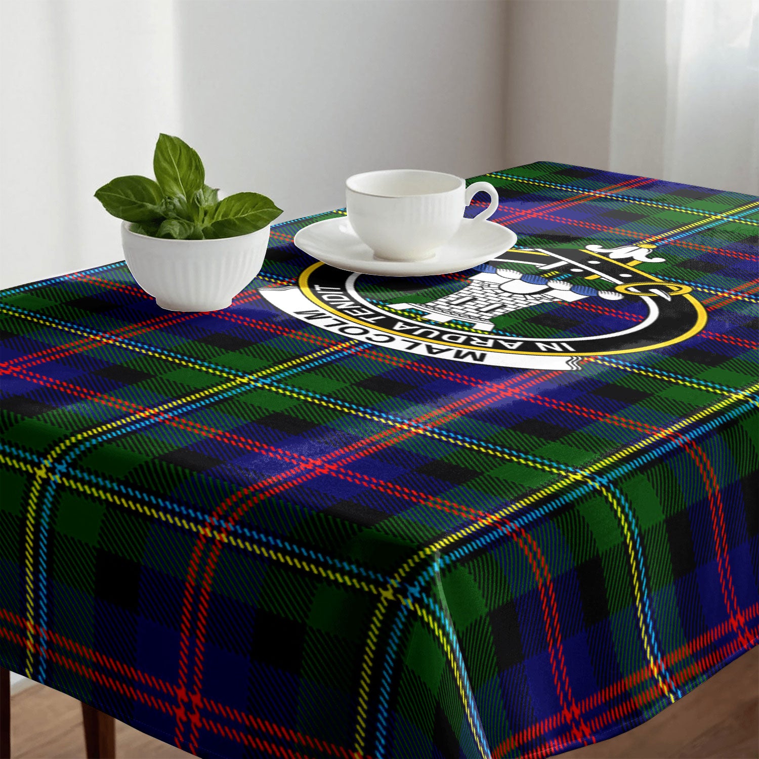 Malcolm (or MacCallum) Tartan Crest Tablecloth