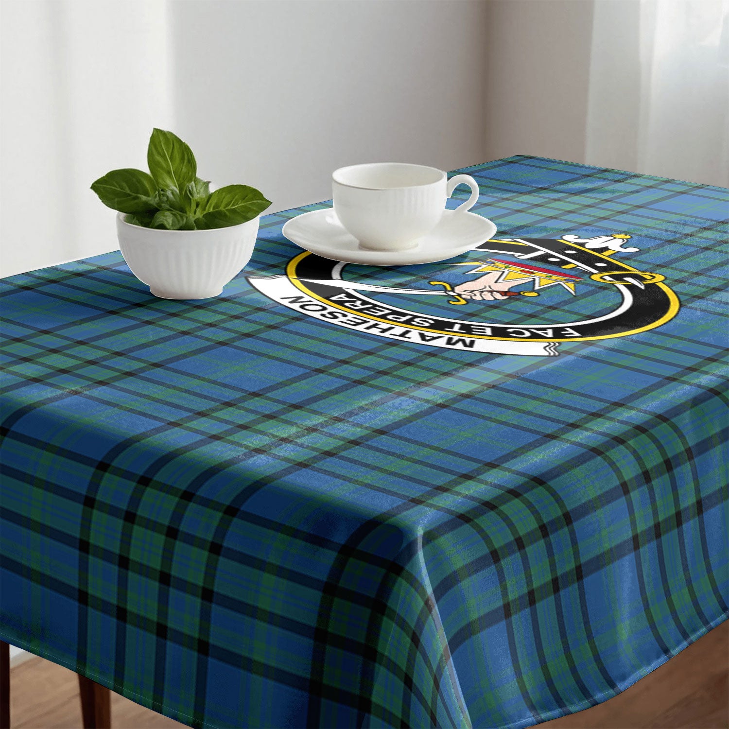Matheson Hunting Ancient Tartan Crest Tablecloth