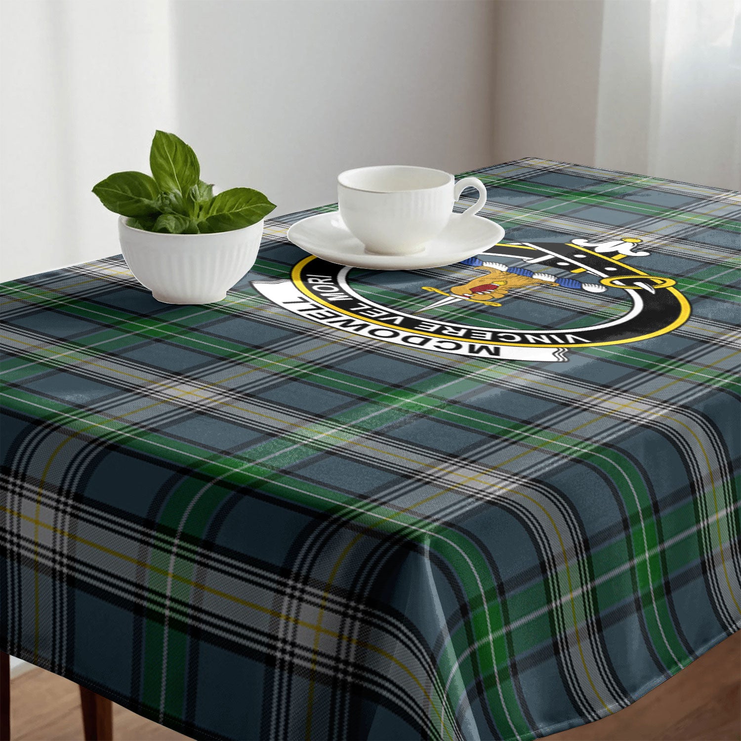 McDowell (MacDowell) Tartan Crest Tablecloth