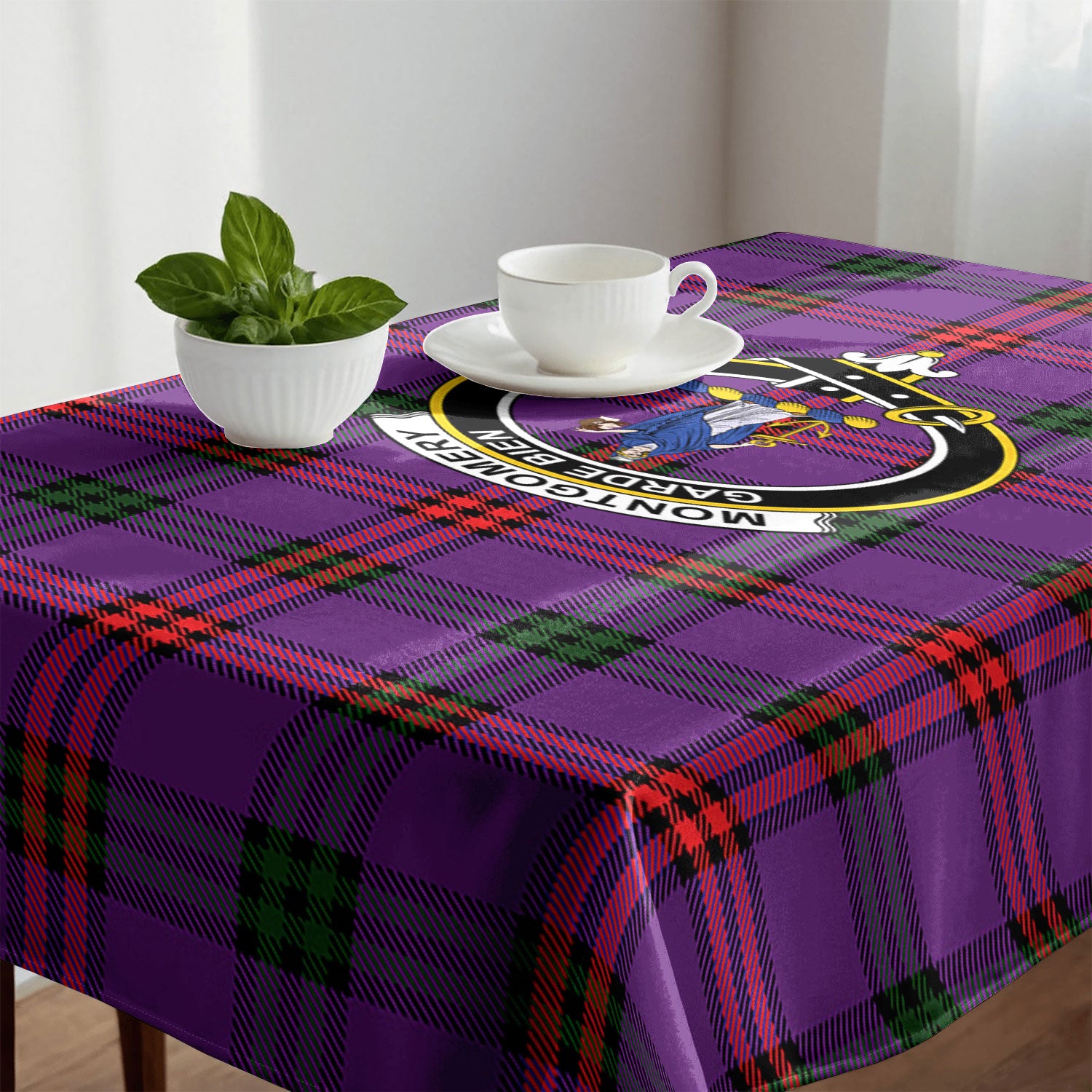 Montgomery Modern Tartan Crest Tablecloth