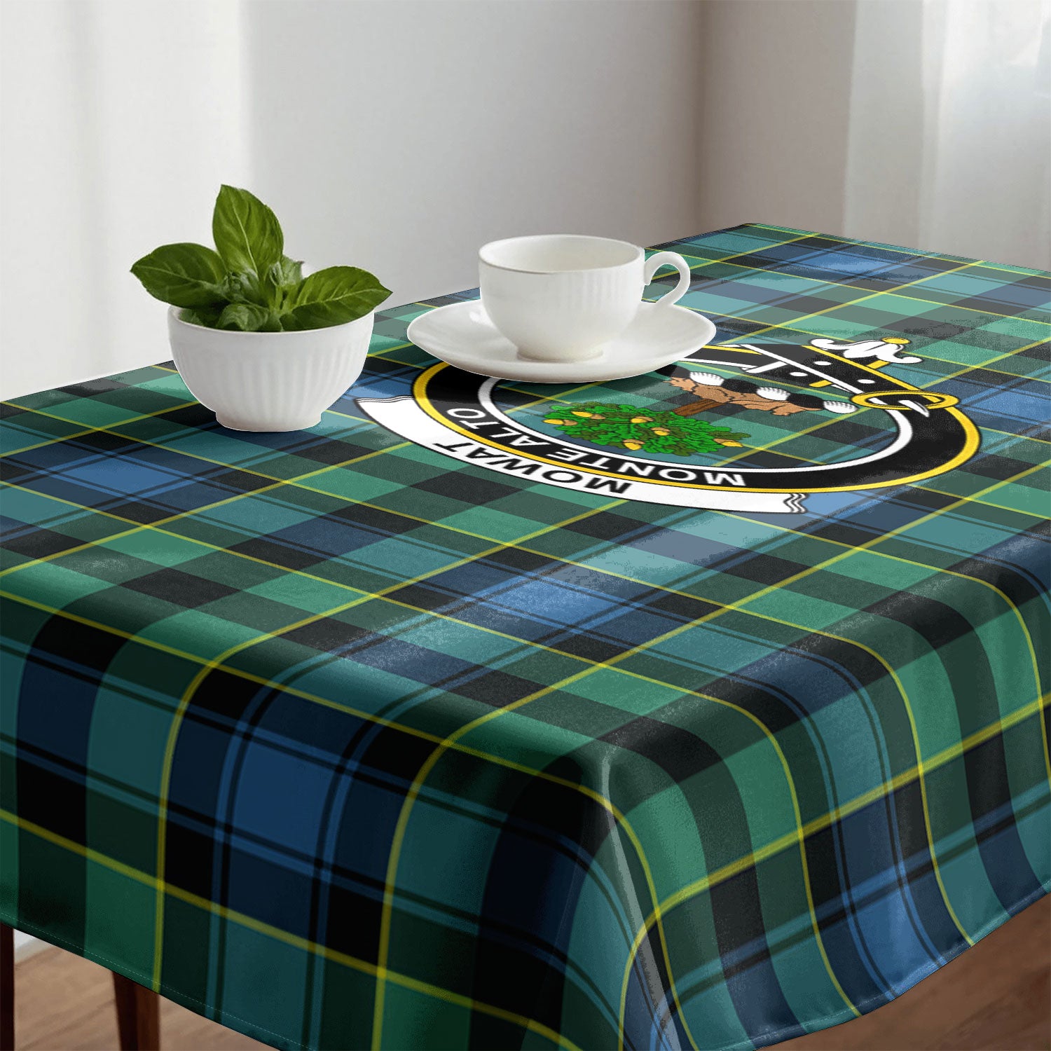 Mowat Ancient Tartan Crest Tablecloth